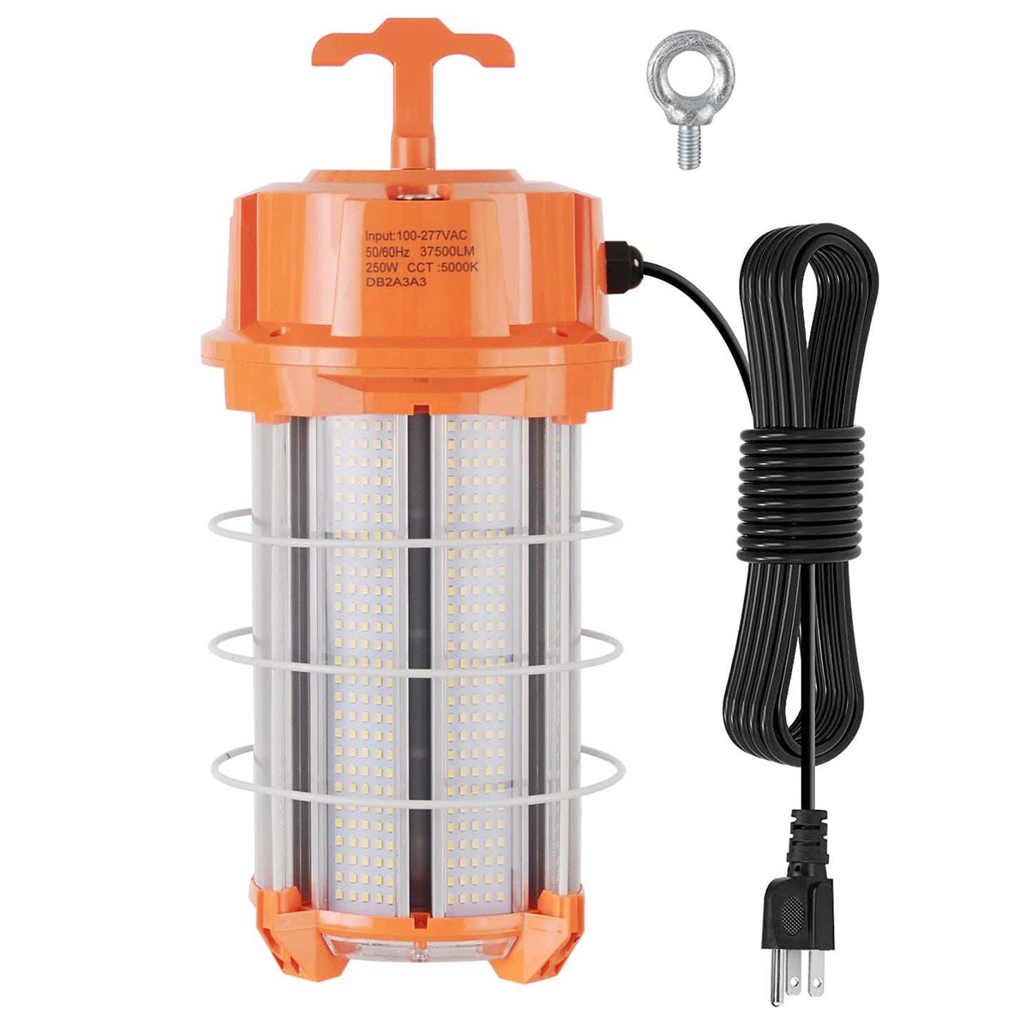 NS 250W Construction Lights Super Bright 37500 Lumens Led Temporary Work Light 5000K Portable Hook Temp Lights,Linkable Durable Job Site Lighting for High Bay Workshop Garage Shop Area Lighting