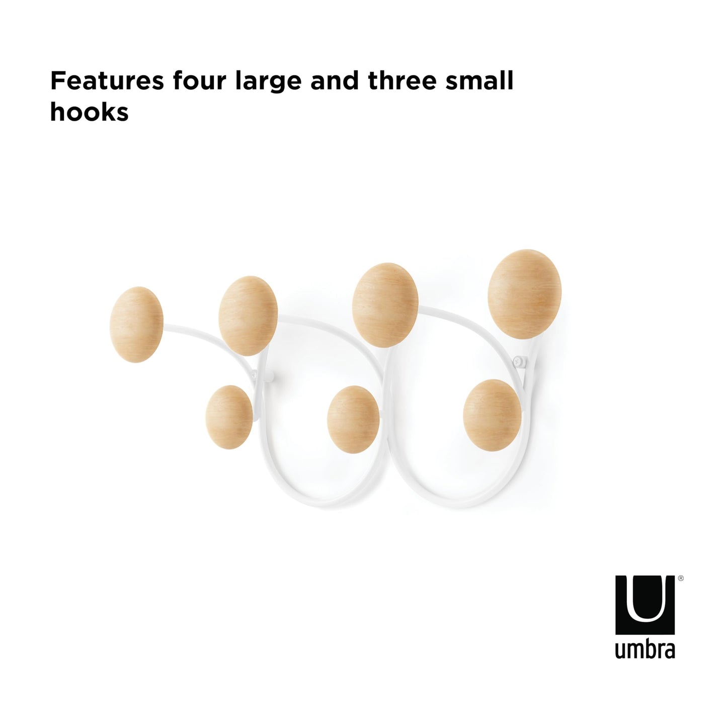 Umbra Dotsy Hanger with 7 Hooks, White/Natural
