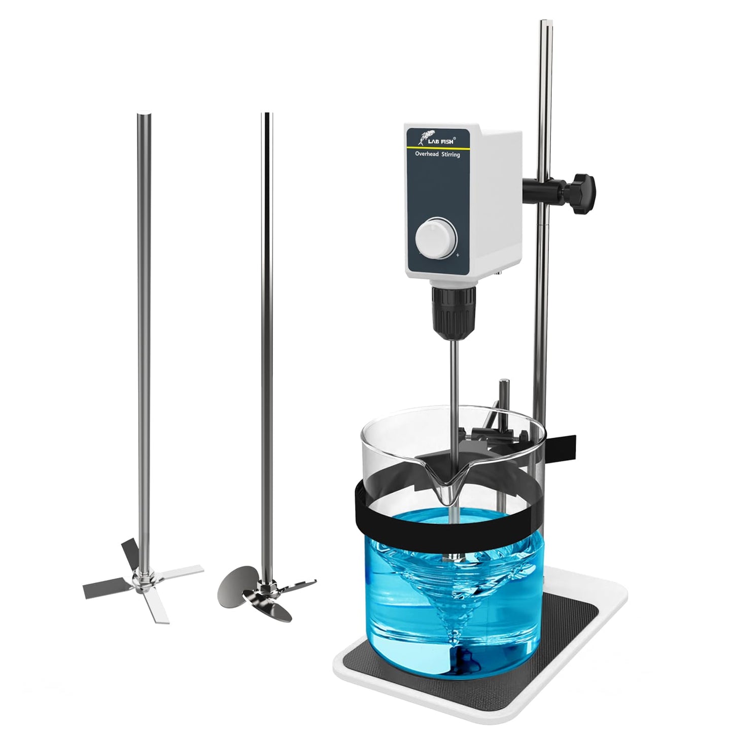 LAB FISH Laboratory Overhead Stirrer Lab Stirrer | Stirring Rod and Stainless Steel Stand | Mixer Adjustable Speed 100-1000RPM Capacity 10L 10000 mPas AC 100-240V