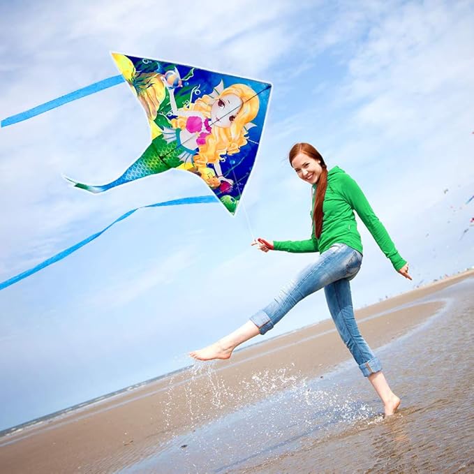 Mint's Colorful Life Mermaid Kite for Girls & Kids, Easiest to Fly Delta Kite