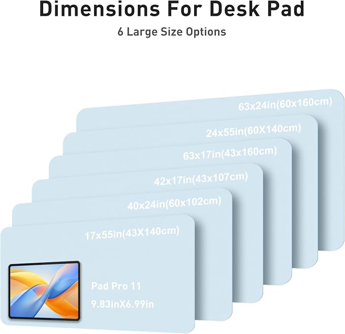 Aothia Faux Leather Desk Mat - Large Mouse Pad, Non-Slip PU Leather Blotter, Waterproof Writing Surface for Office and Home (Baby Blue, 40" x 24")