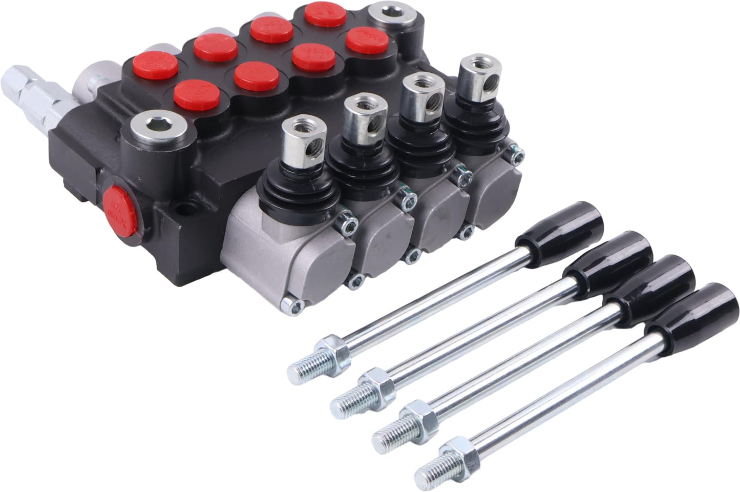 Solarhome 4 Spool Hydraulic Control Valve Open Center Double Acting 13 GPM 3600 PSI SAE Ports Compatible With Tractors Loaders Log Splitters