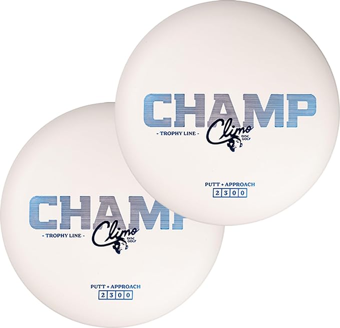 Climo Disc Golf Champ Putter 2-Pack - Trophy Line Plastic - 173+ Grams - White, Black, or Pink ??Matching Putters ??Ken Climo 12X World Champion