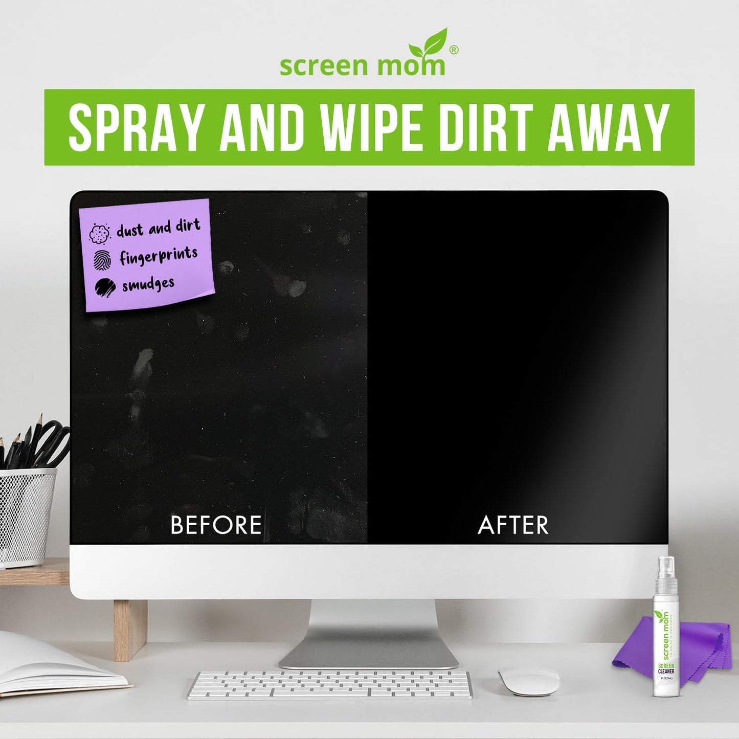 Screen Mom 3-Pack (3x1oz) Screen Cleaner Spray and Microfiber Cloths by -Screen Cleaner Spray and Wipe for TV
