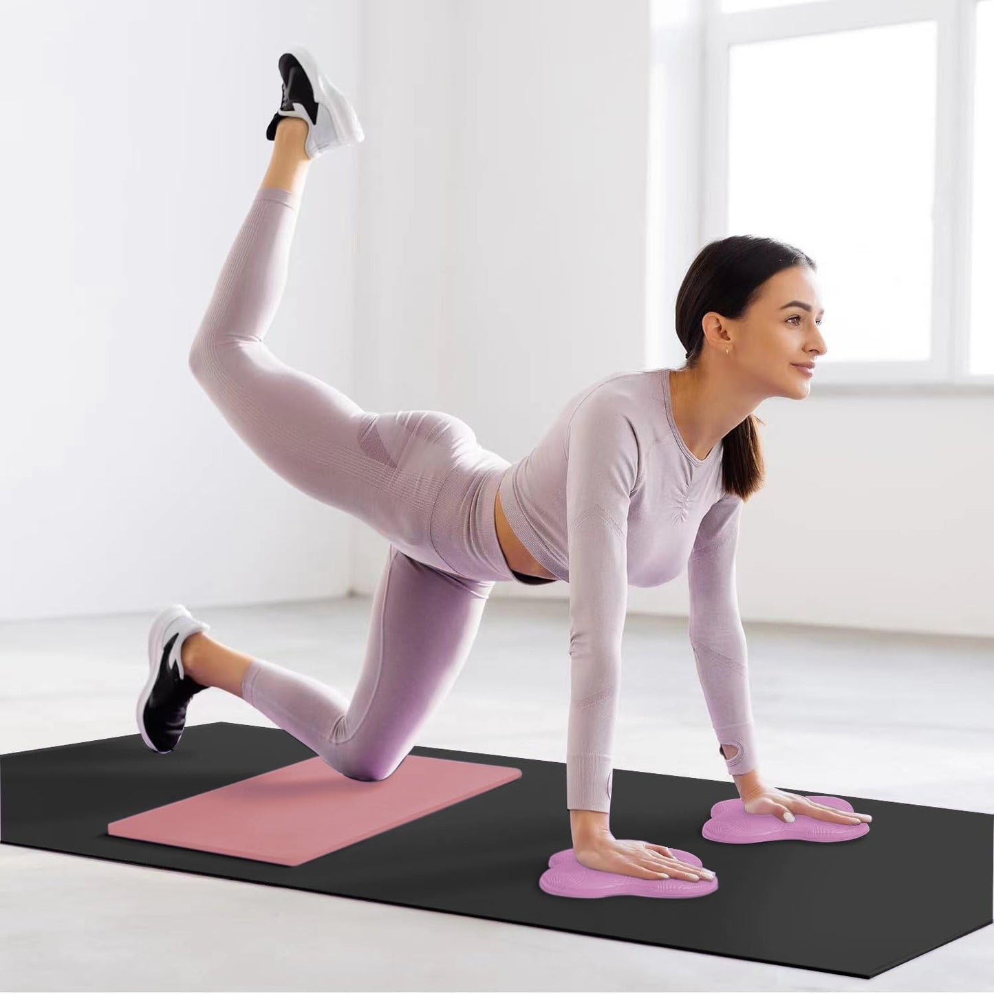 Yoga Knee Support Pad for Women Pilates Kneeling Cushion | Elbows Wrist Hands Head Foam Extra Thick Men Exercise Knees Pads Set of 6 Pieces (Pink)