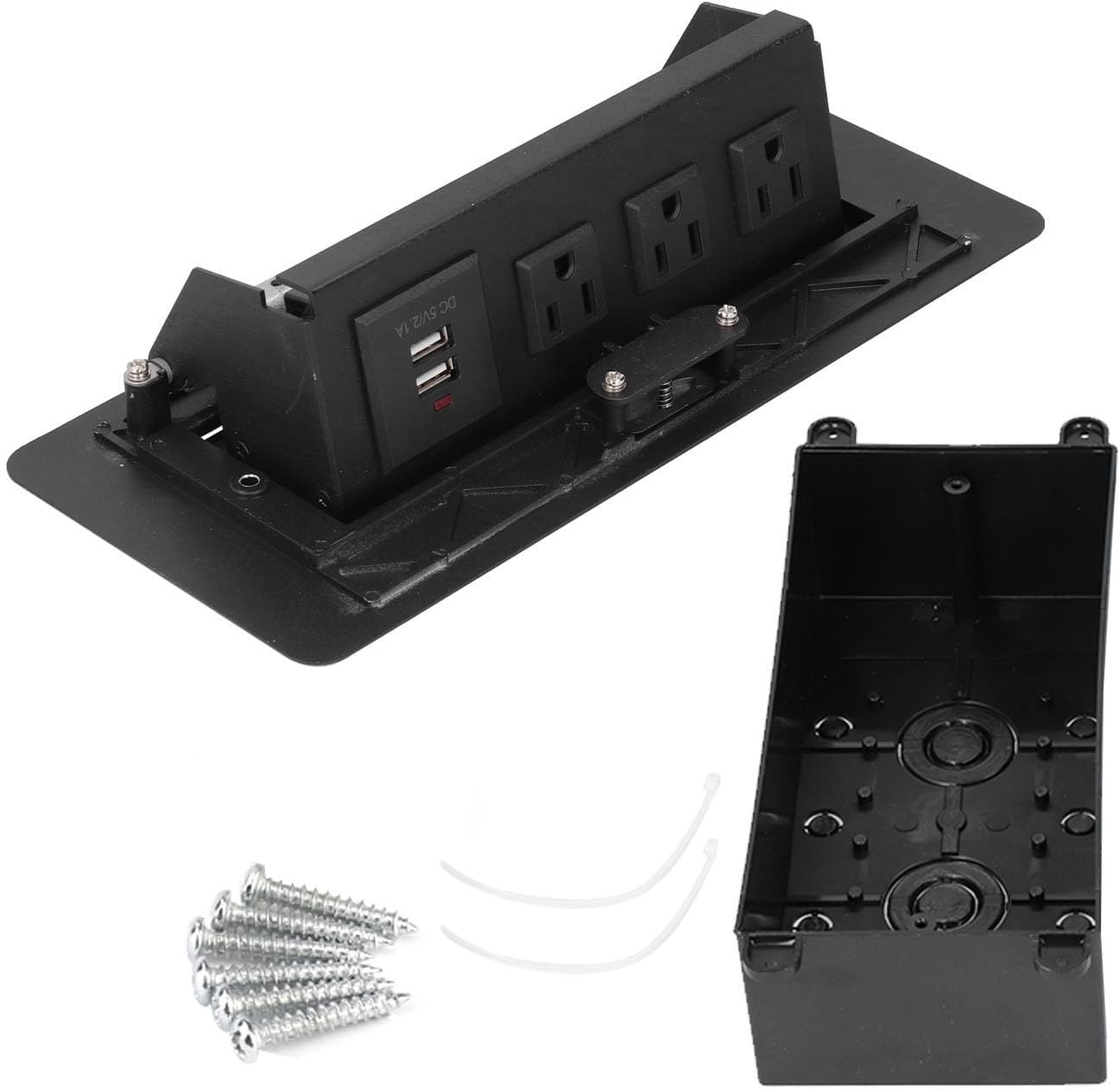 Wisoqu Recessed Power Strip, Slow Opening Power Socket with USB Charging Ports, Furniture Hidden Charging Station