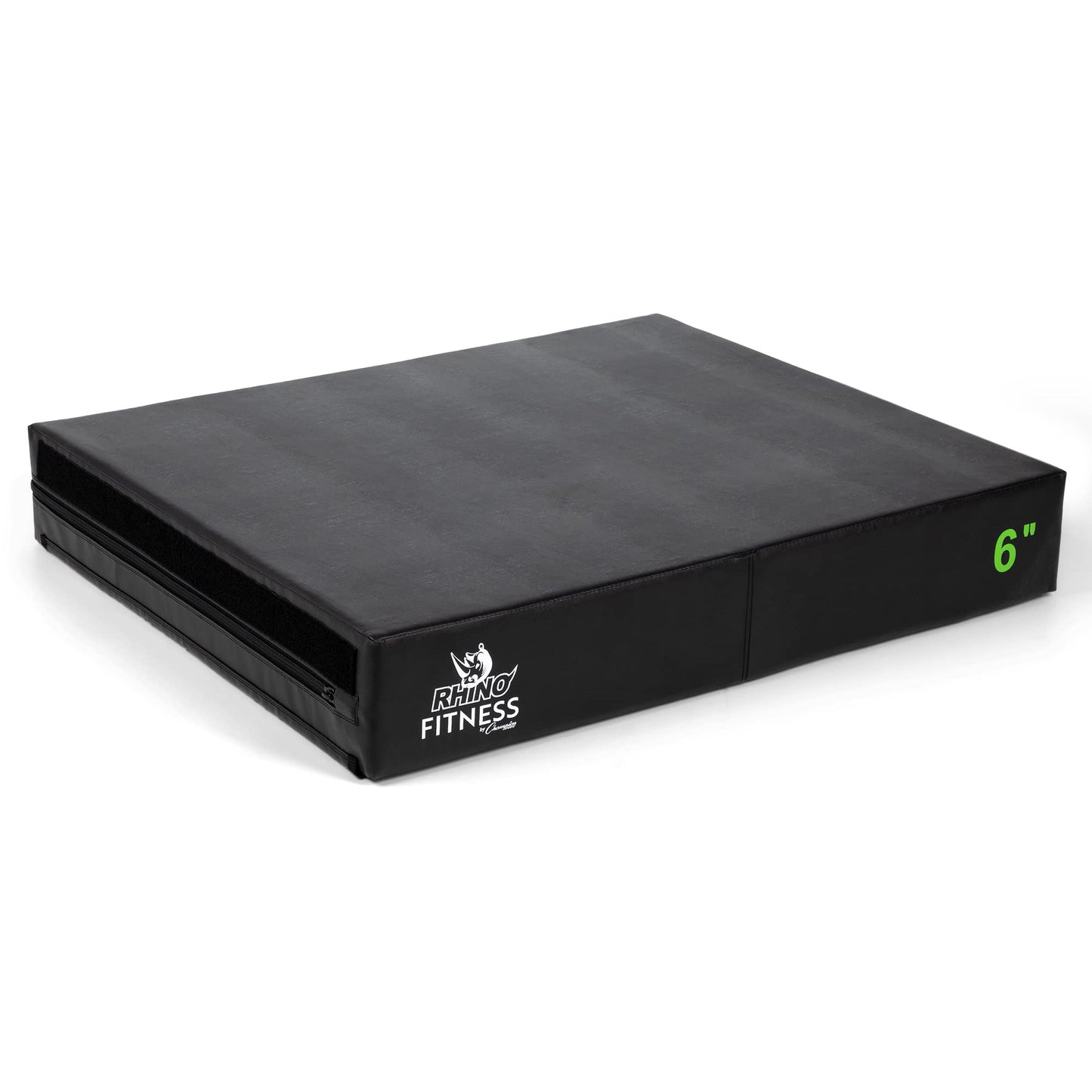 Champion Sports Foam Plyometric Box, 6 inch, Black - Durable Jump Boxes for Training with Handles, Hook and Loop Flaps - Stackable Plyo Box Jumps for Gym - Premium Cross Training Equipment