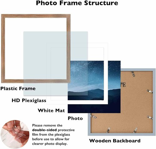 JCJMY Rustic Brown 12x12 Picture Frame - Display 10x10 Art or Photos | Wall Hanging with Plexiglass