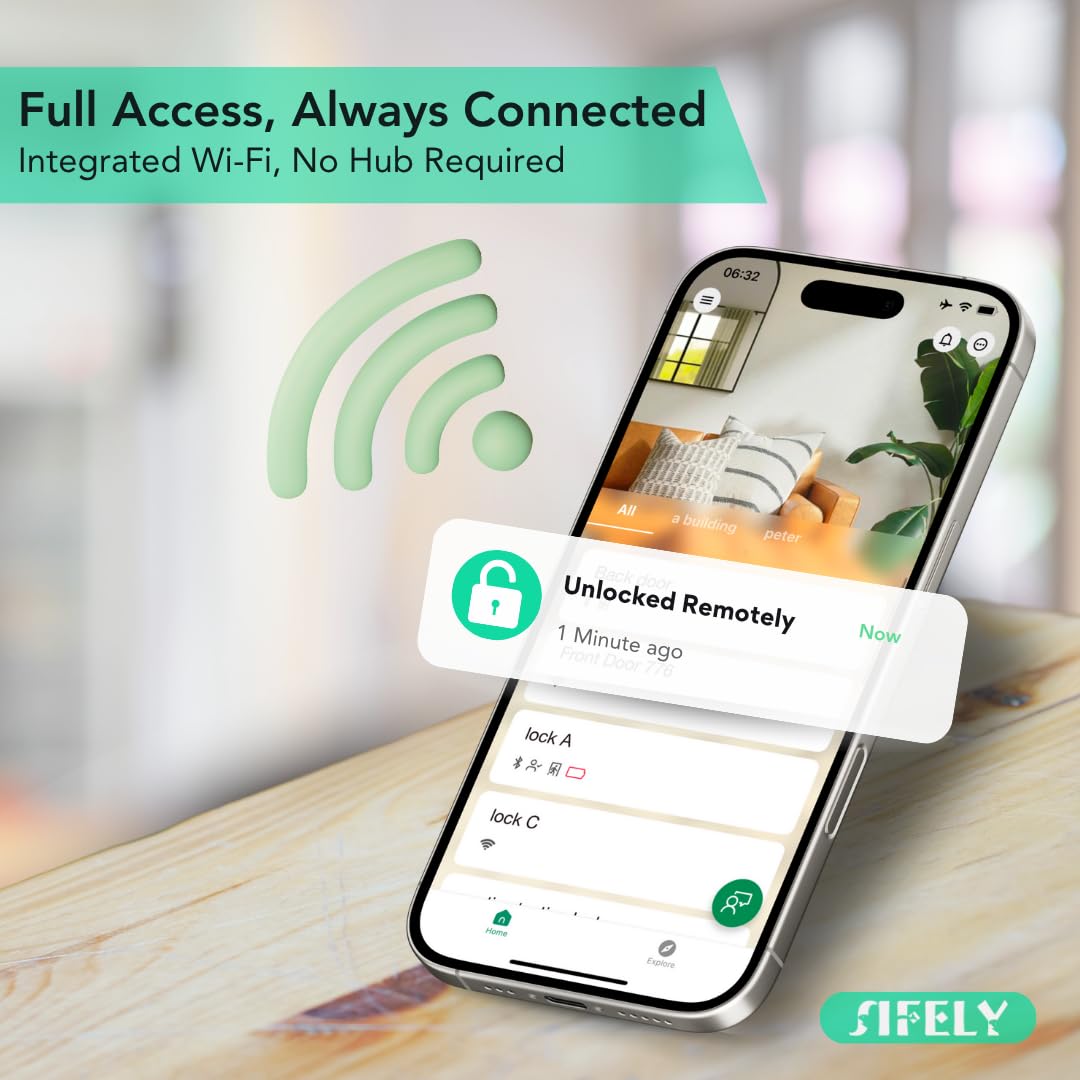 Built-in WiFi Fingerprint Smart Deadbolt with Keypad – Keyless Entry Lock for Home, Airbnb, Rental, Kids/Seniors, Remote App Access, Auto Lock, DIY Setup (No Gateway Needed), Alexa & Google Compatible