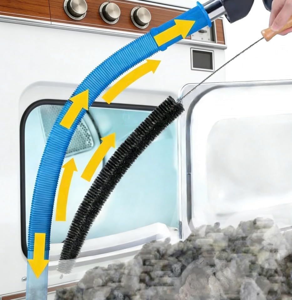 Skiennix Dryer Vent Cleaner Kit - 2-Piece Lint Brush & Vacuum Hose Attachment for Quick Cleaning