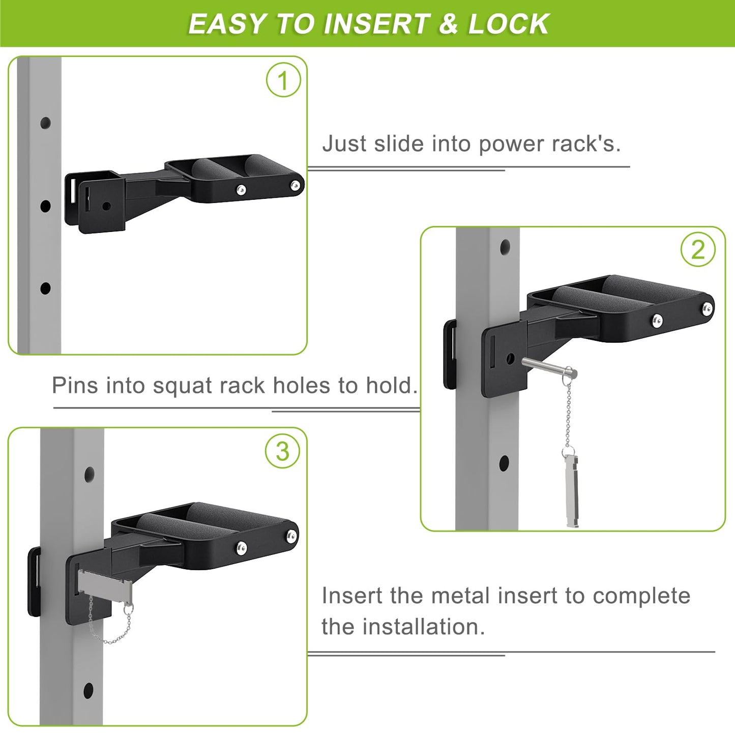 Kipika Y-Shaped Dip Bar for Power Cage with 5/8" or 1" Hole - Dip Bar Attachments for Home Gym - Heavy Duty Power Rack Attachments - Squat Rack Accessories for Strength Training (For 2" x 2" Power Rack with Foam Grips)