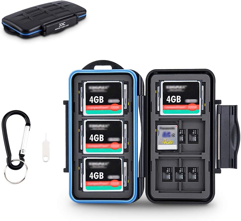 JJC 6 12 18 Memory Card Case for Cfast Compact Flash Cards, SD Cards & Micro SD Cards, Water-Resistant SD CF Card