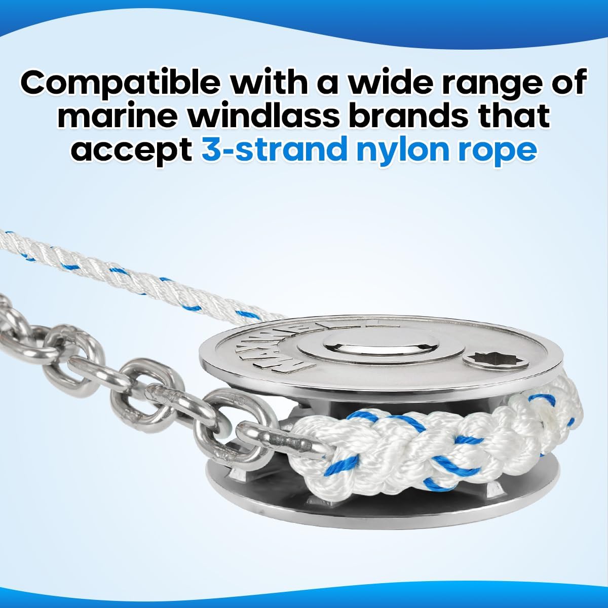 FUCNEN 1/2" Anchor Rope 200ft with 1/4" Anchor Chain 15ft and Swivel Connector Windlass Anchor Rode 316 Stainless Steel Short-Link Marine Chain with 3-Strand Nylon Rope