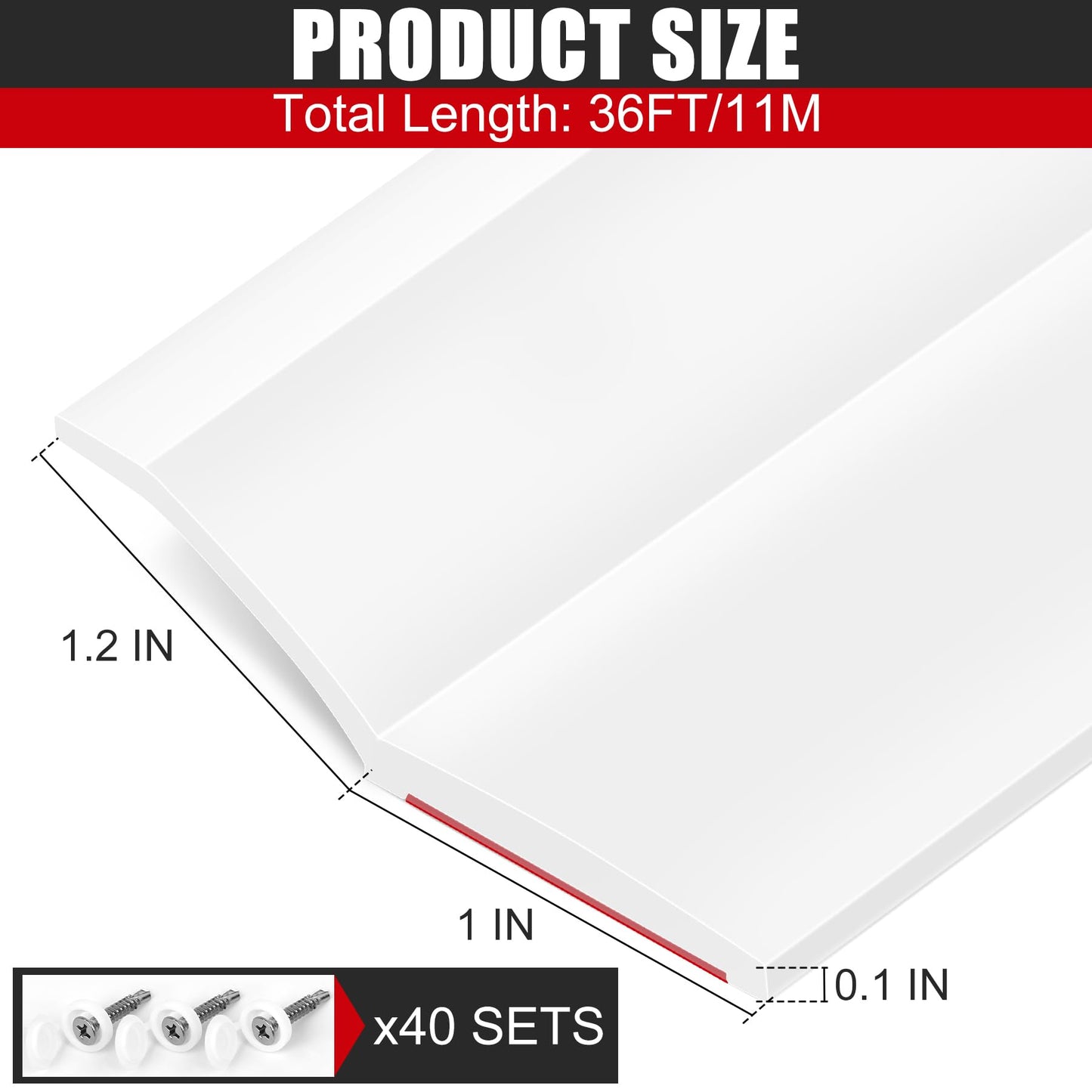 ToLanbbt Garage Door Seal Top and Sides - 36FT TPE Garage Door Weather Stripping Top and Side Trim Seal Replacement with Adhesive Backed, Nails and Lids, White