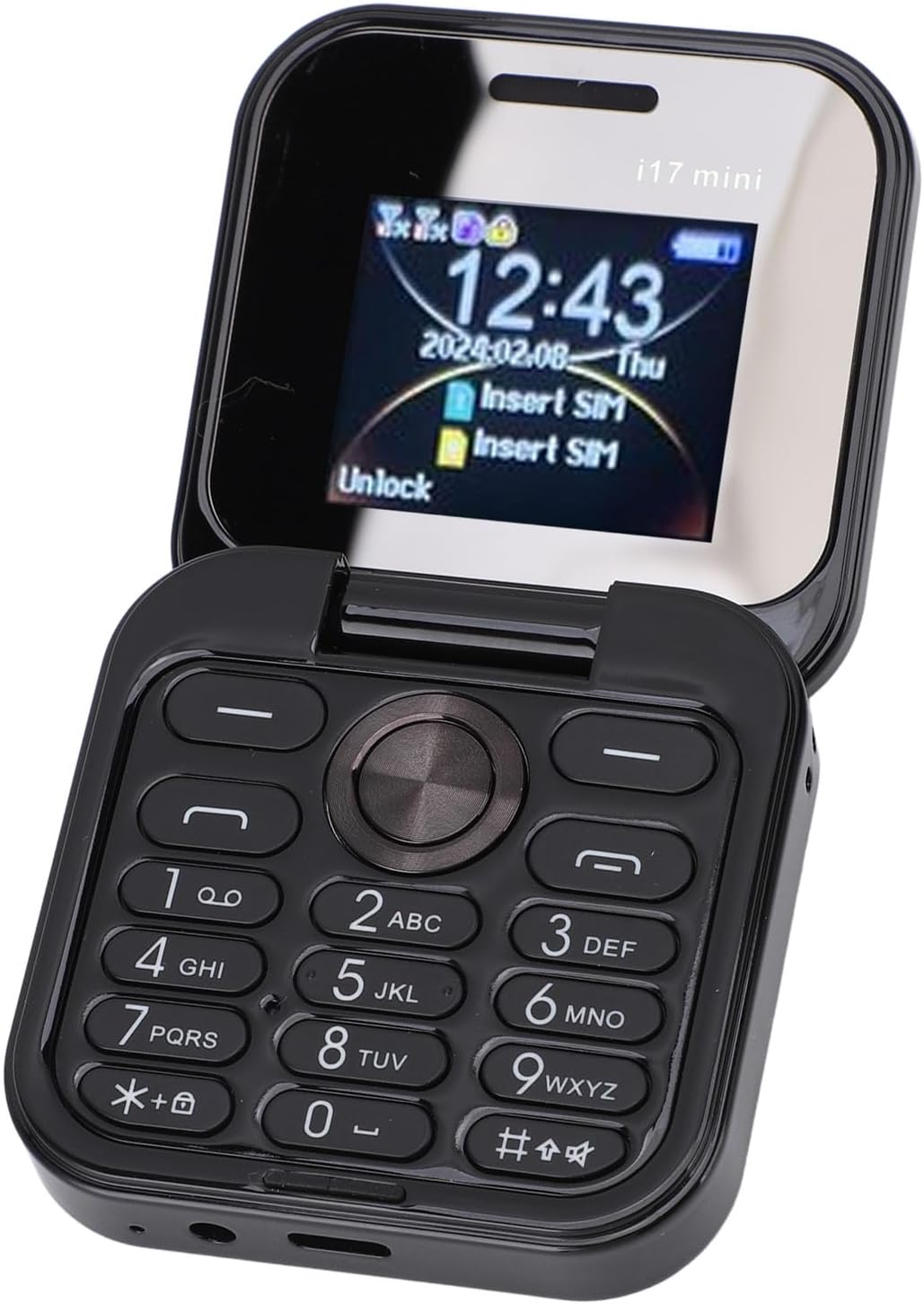 Brrnoo Flip Small Cell Phone Dual Nano SIM Media Player HD Rear Camera LED Flashlight GSM Network Seniors (Black)