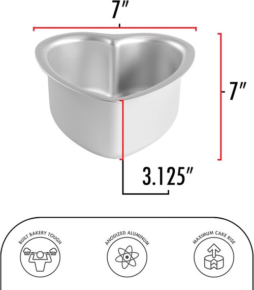 Fat Daddio's Heart Cake Pan - Anodized Aluminum, 6 x 3 Inch for Perfectly Shaped Cakes