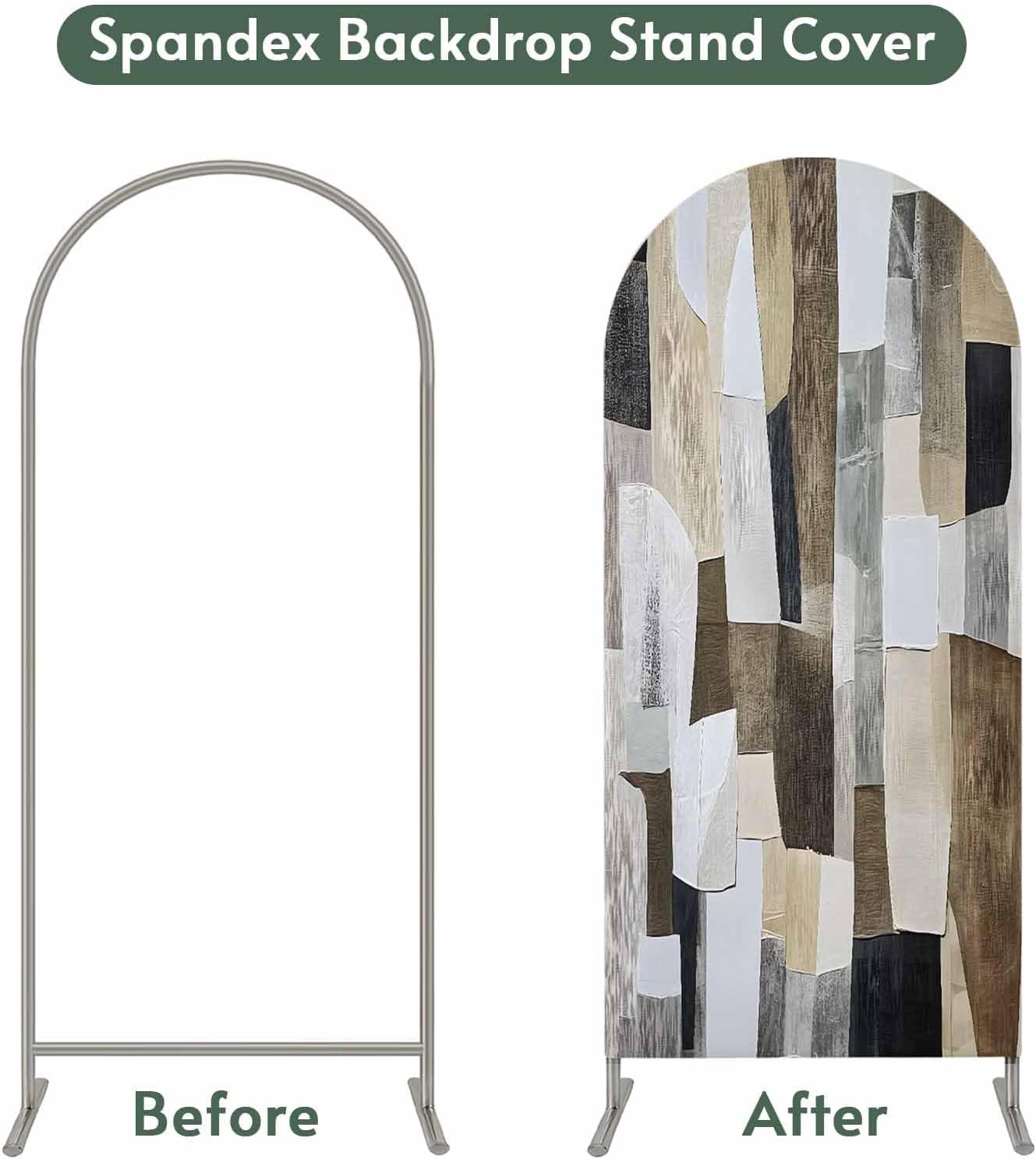 Jnbasdffb 7.2 Abstract Gray Brown Wedding Arch Cover, Stretchy Spandex Arch Backdrop Stand Covers FT, Oil Painting