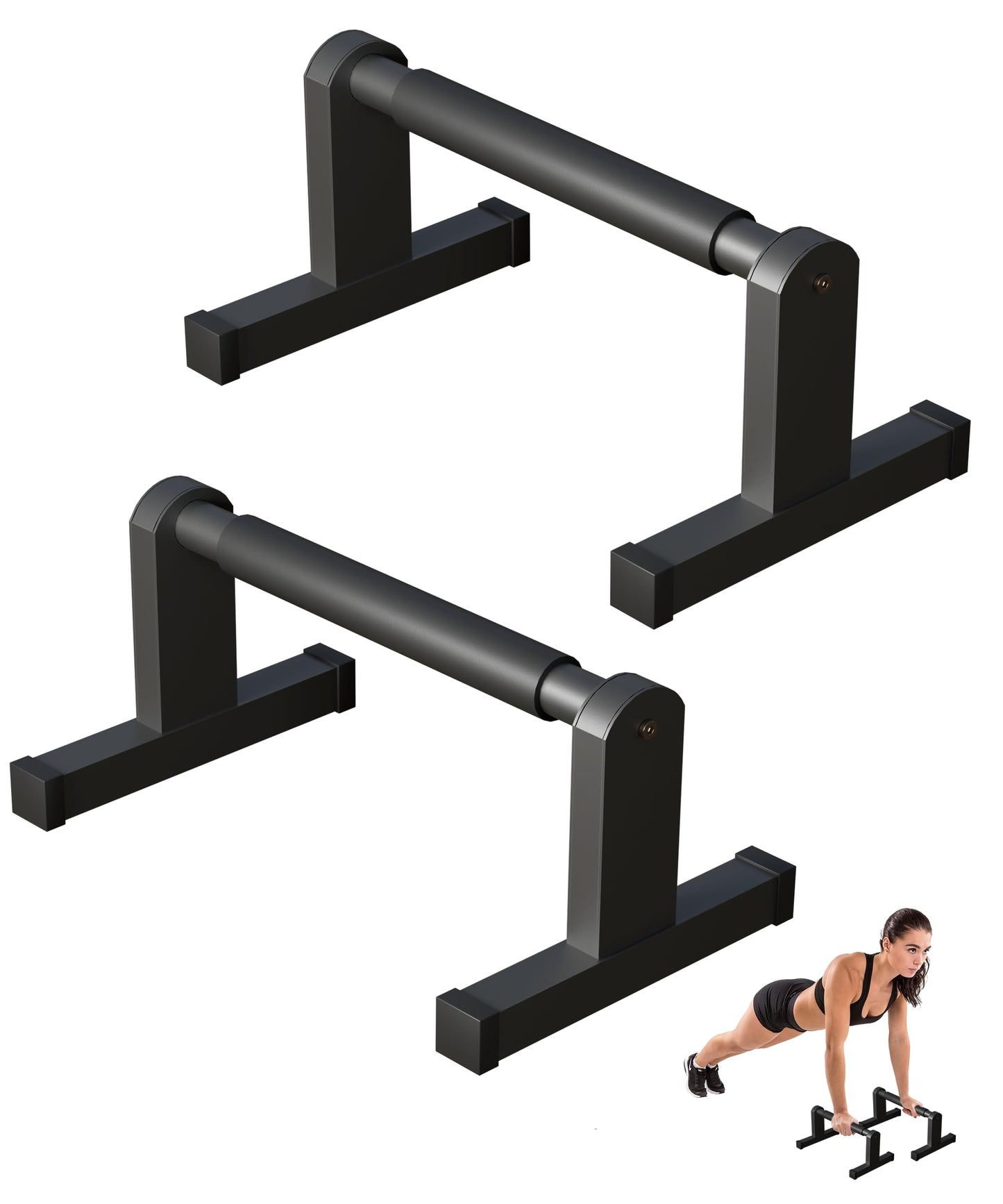 Fiwithy Push Up Bars, Heavy Duty Parallettes Dip Bar with Non-slip Grips for Calisthenics Planche L Sit Handstand Fitness Floor Workout, Pushup Station Handles Stand for Gym Strength Training, Black