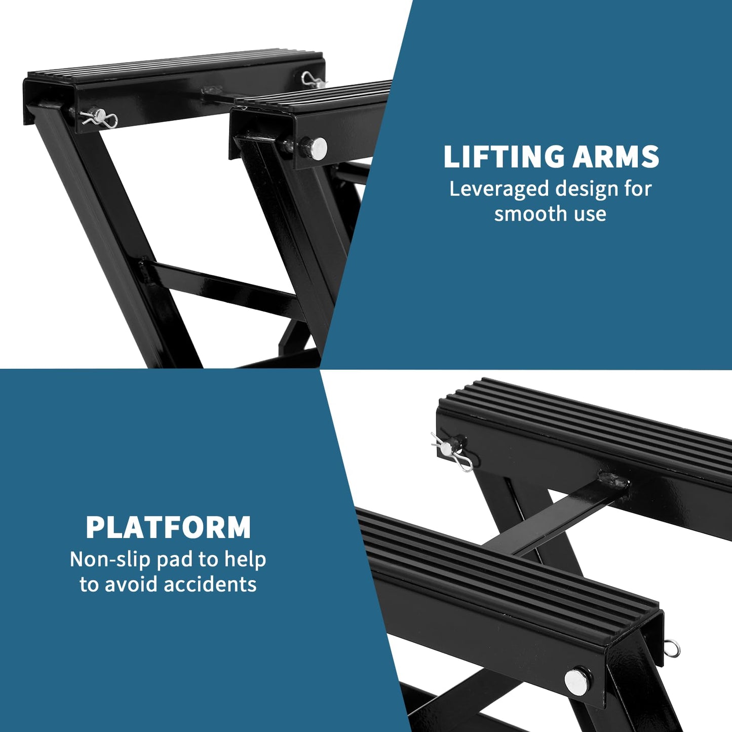 Hydraulic Motorcycle Lift Jack, 1500 LBS Heavy Duty Foot-Operated ATV Lift Stand, Portable Motorcycle & Dirt Bike Jack with 4 Wheels & Long Handle for Garage Maintenance, Black