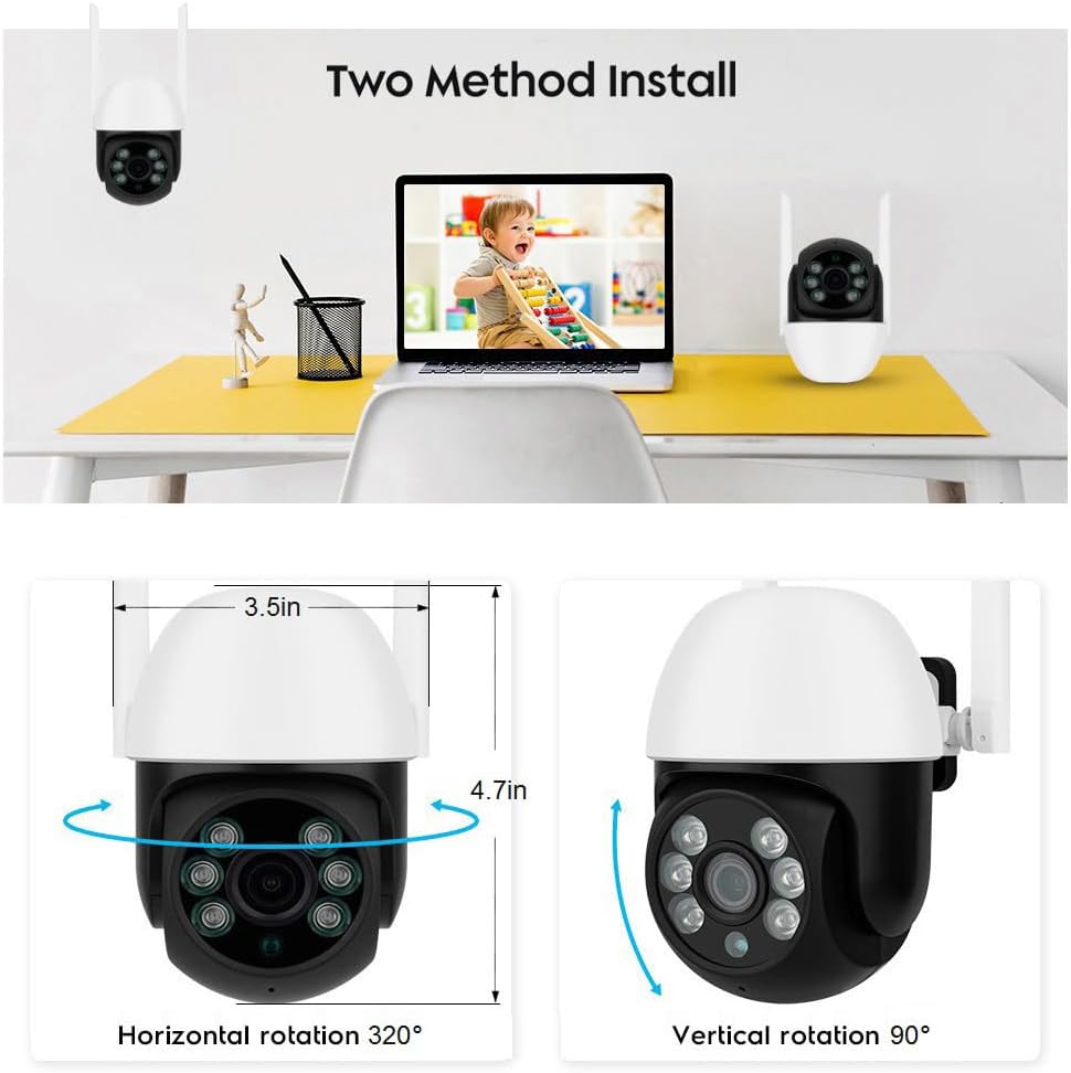 funxwe 1080P Smart WiFi PTZ Security IP Camera, Wireless HD Pan Tilt Camera, Two Way Audio Siren Motion Detection