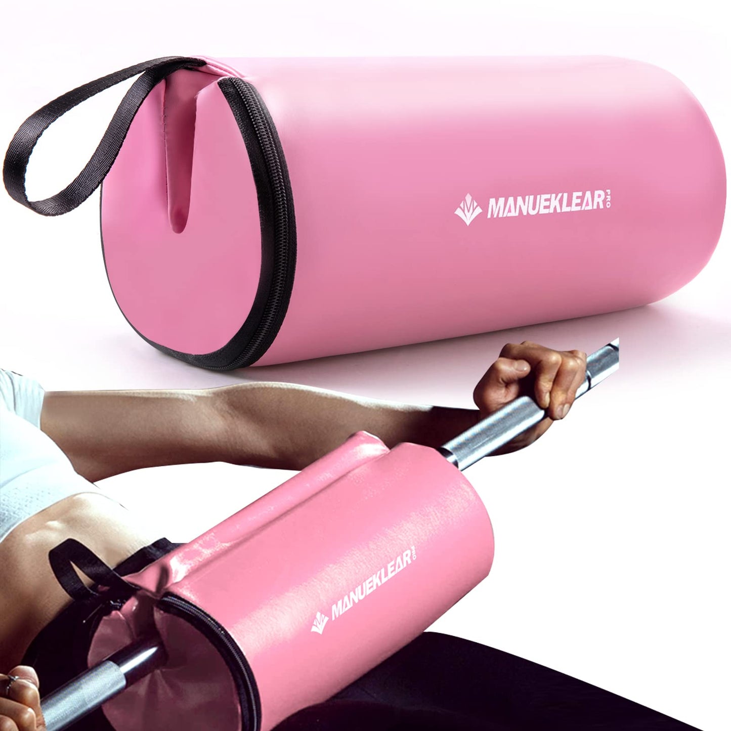 Hip Thrust Pad for Barbell 3.5" Thick Leather Olympic Barbell Pad for Bench Press Weightlifting Powerlifting (Pink)