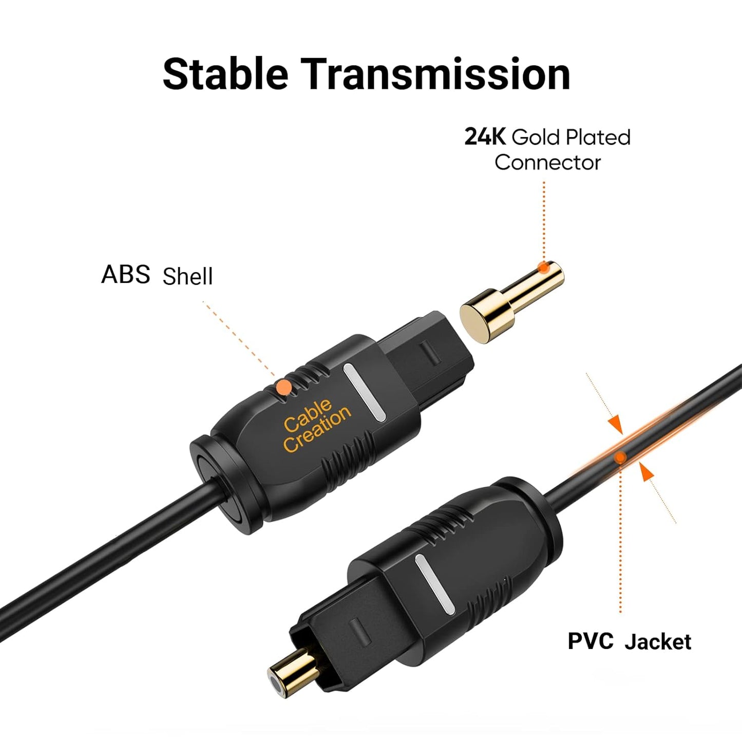 3.3FT, PS4, CableCreation Optical Digital Audio Cable Thin Fiber Optic Toslink Gold Plated S/PDIF Cord for Home