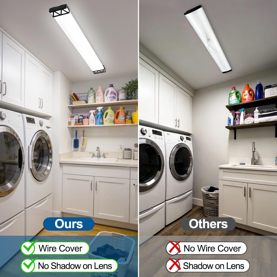 DAKASON 4FT LED Shop Lights for Garage Ceiling with Night Lighting, 48in LED Wraparound Light 75/65/55W 3/4/5000K Selectable, LED Ceiling Light Surface Mount for Office Workshop 4Pack