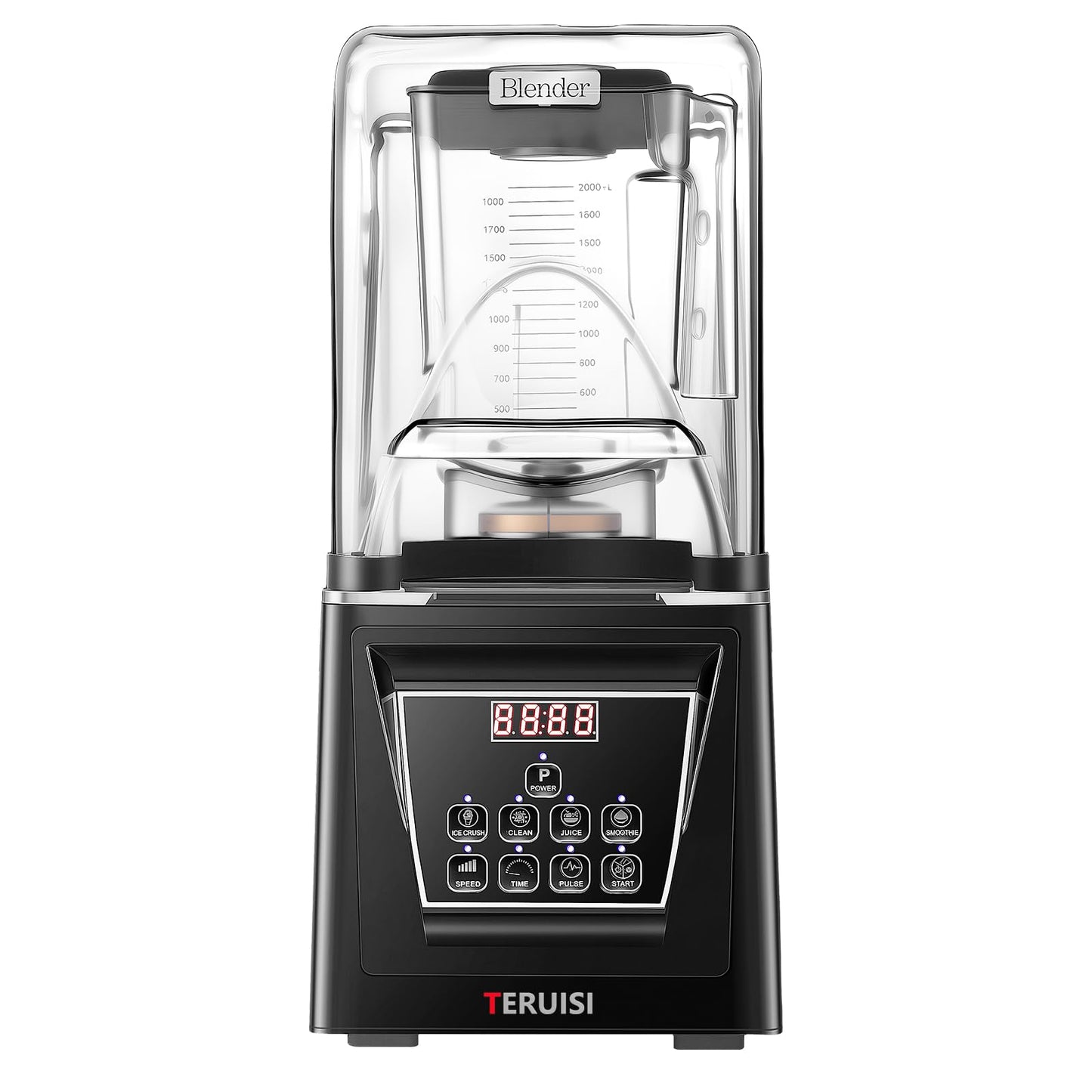 TERUISI Commercial Blender, 2200W 2.95 HP Professional Blender with Quiet PC Sound Enclosure, 70 Oz / 2L Large Heavy Duty Blenders with 9 Speeds, Timer, Self-Cleaning, 5 Presets For Shake and Smoothie