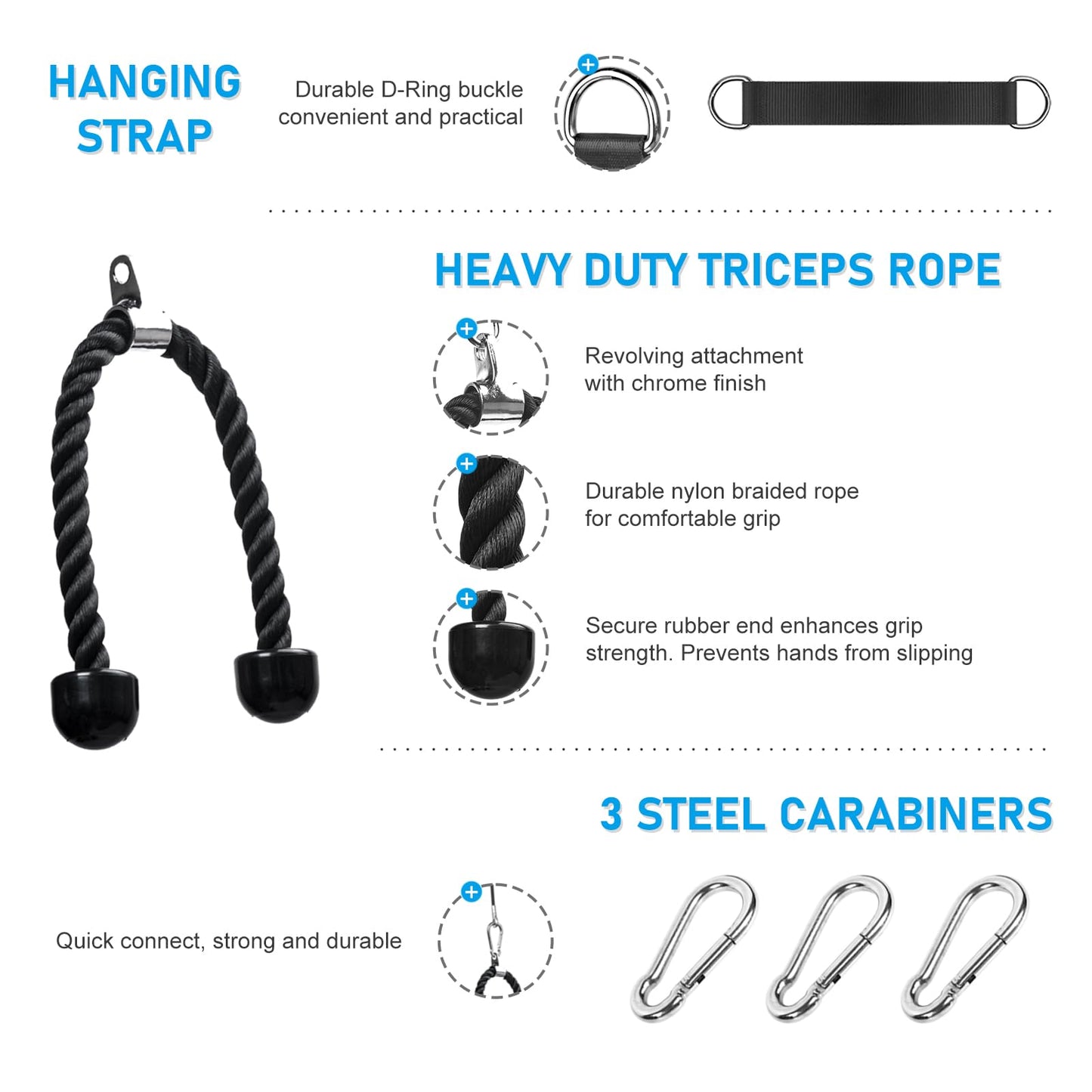 Pulley System for Home Gym, Cable Pulley System Gym for LAT Pulldown Cable Machine Pulley Attachment with Tricep Rope Ideal for Biceps Curl, Arm Workouts, Strength Training
