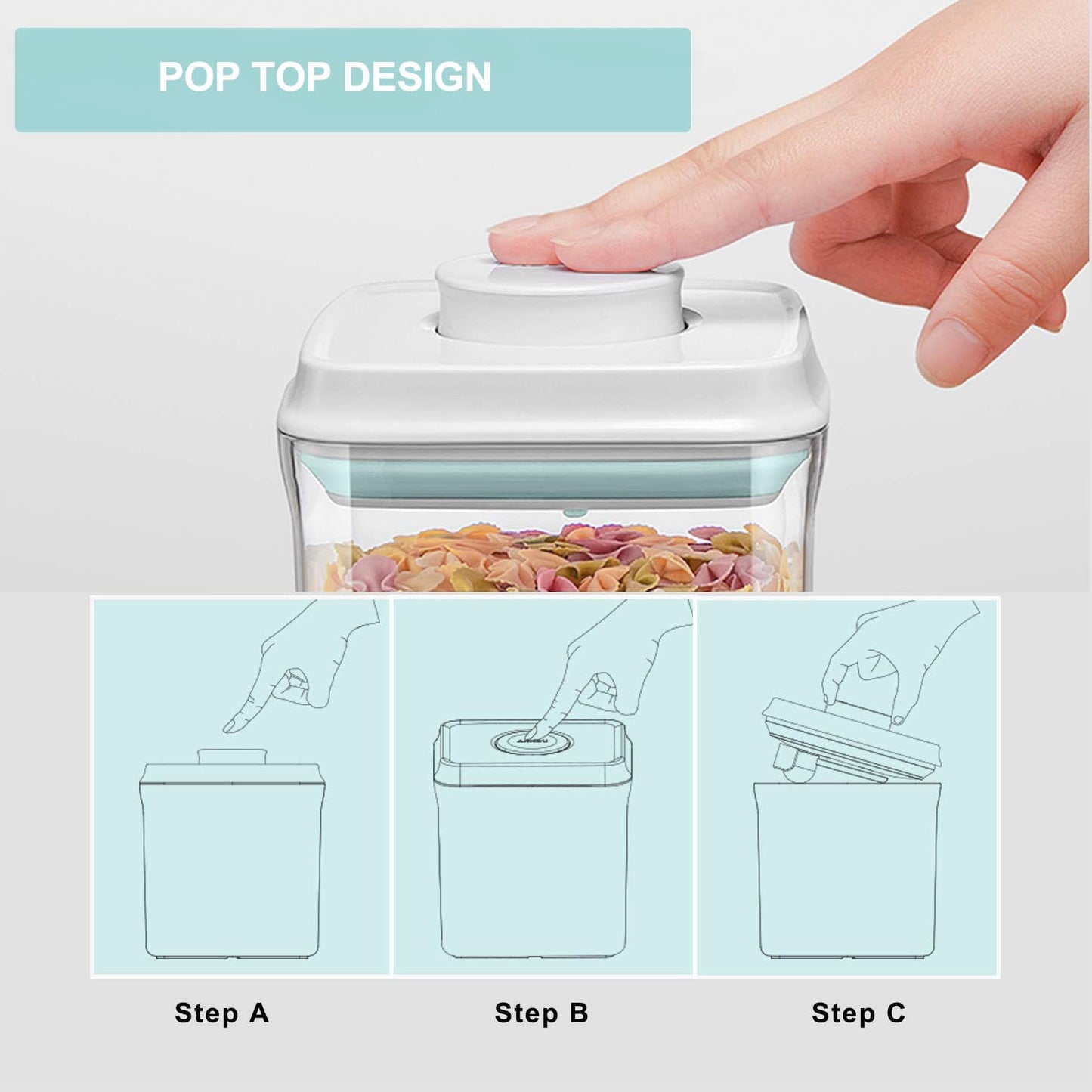 Cozey Daily Airtight Food Storage Container Pop Containers With Lids, Bpa Free for Spaghetti Cereal Flour Rice Kitchen Organizer (rectangle 1250ml / 1.25qt)
