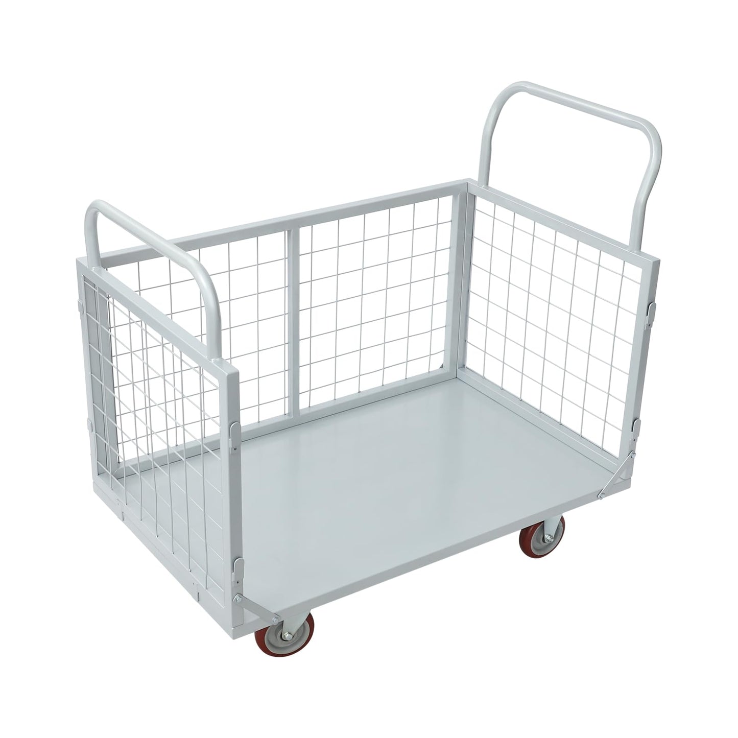 Platform Truck Cart with Cage, 38x24x21in Hand Truck Extra Large Version, Heavy Duty Push Cart Dolly, with Swivel Wheels, 1800lbs Capacity Utility Hand Cart, for Grocery/Storage (4-in-1, 1800lbs)