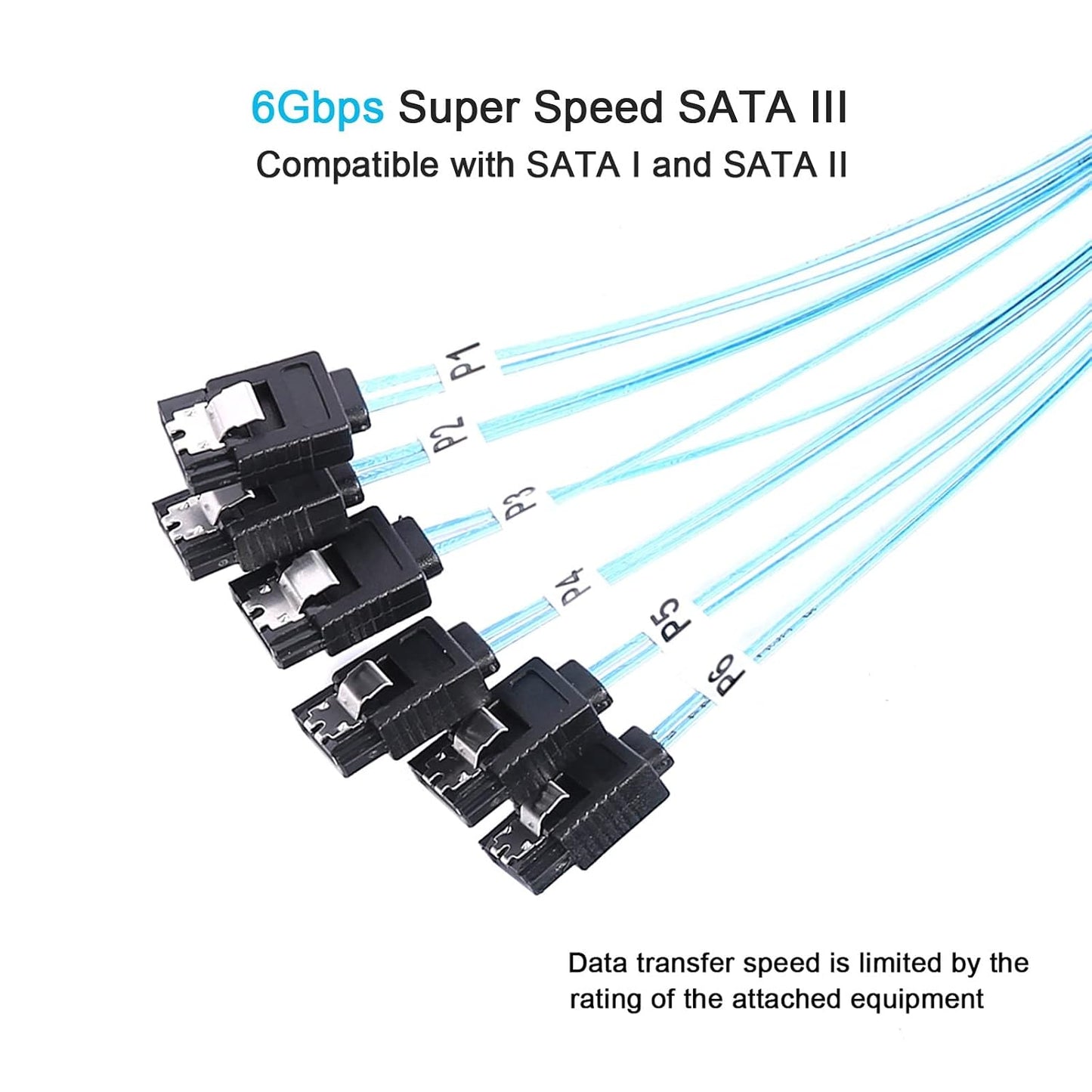 Cable-0.5M, 6Pcs/Set-6Gbps-Sata (1.6FT) ADCAUDX SATA-III HDD-SSD Data-Cable Thin Replacement for Bitcoin