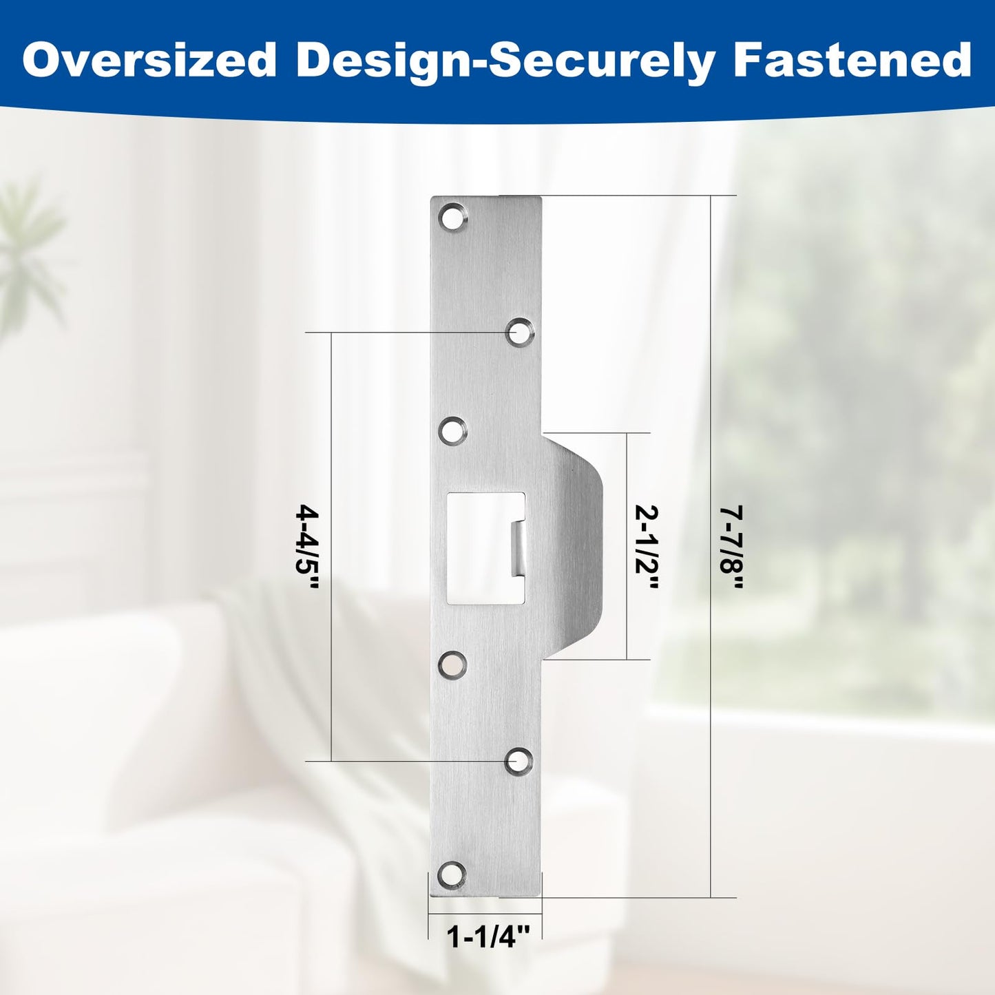 U 9551 Stainless Steel Lock and Door Reinforcement Plate fits 1-3/4"Thick Doors and Includes the U 9476 Security Latch Strike (1-1/4 "x 7-7/8").