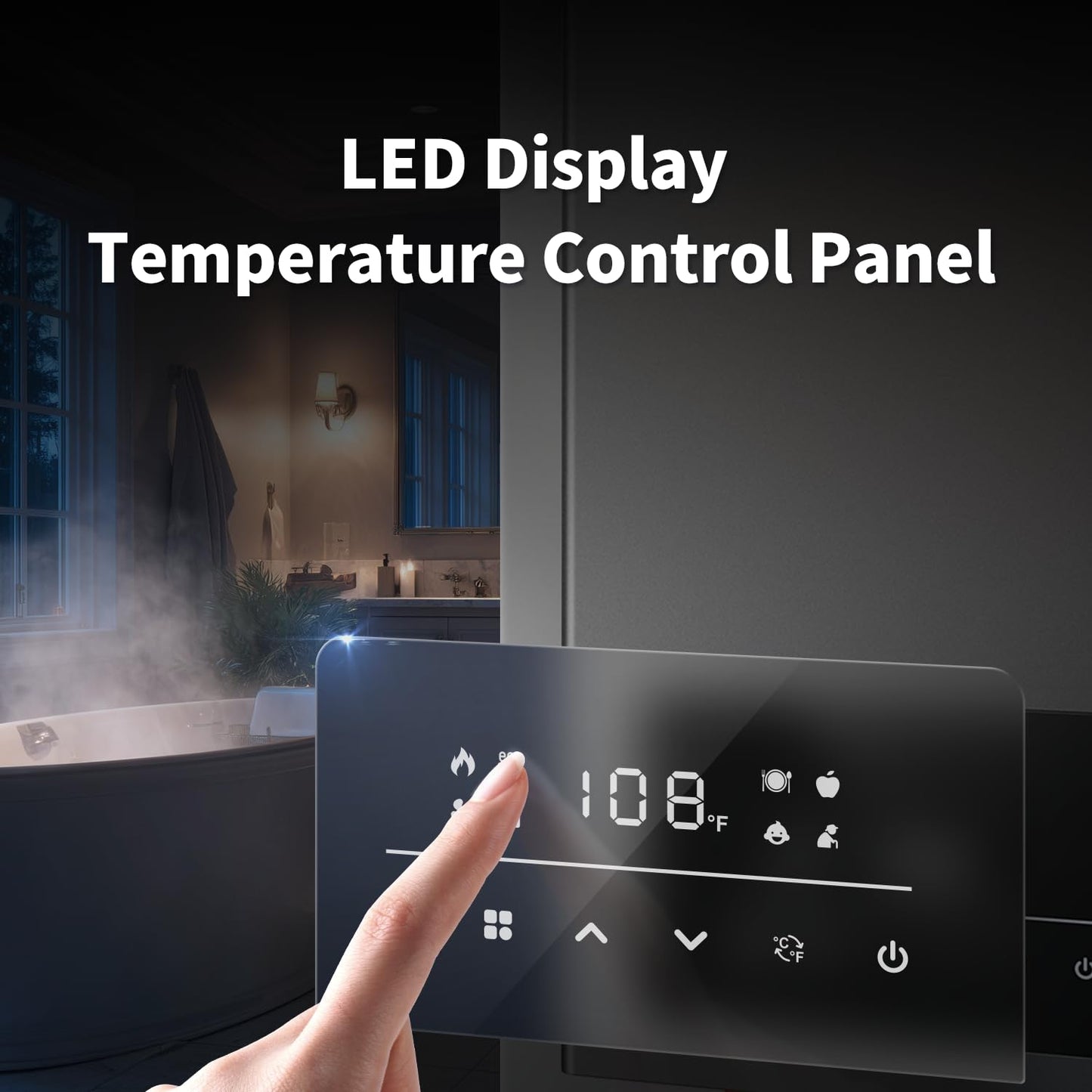 GEN II Ranein Natural Gas Tankless Water Heater Max 3.6 GPM, 80,000 BTU Indoor On Demand Instant Hot Water Heater with LED Temperature Control Panel