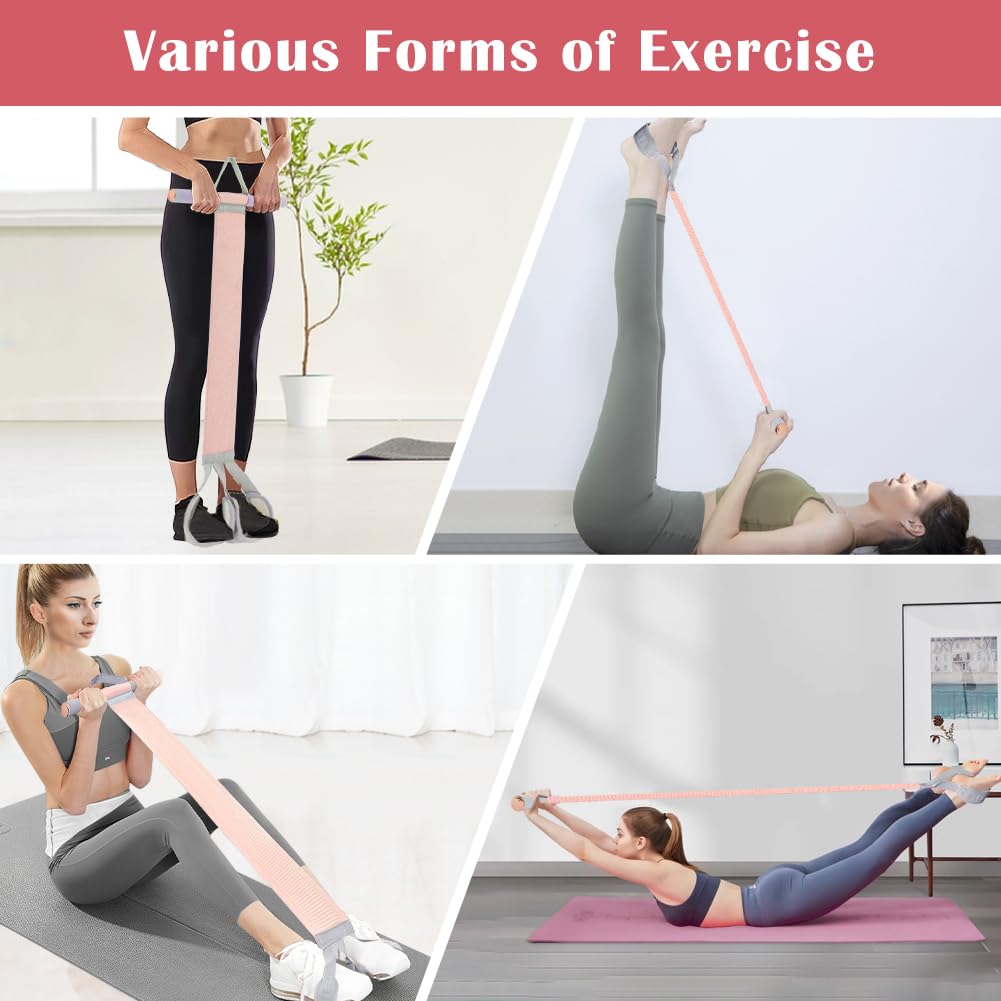 Full Body Resistance Band Set with Handles Yoga Pedal Resistance Band Anti-Broken Elastic Sit Up Pull Rope for Strength Training Stretch Bands Workout Equipment (Color:Pink)