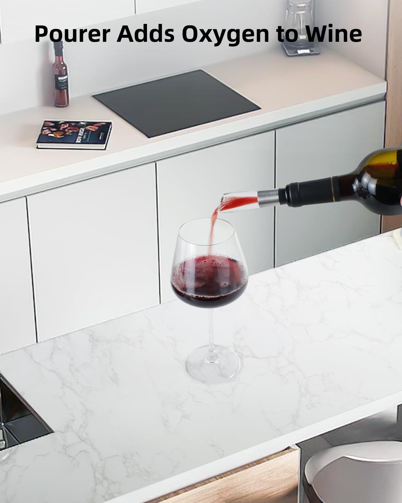 Rechargeable Electric Wine Gift Set - Aerator, Vacuum Stoppers, Foil Cutter and Bottle Opener for Home Bar and Outdoor Parties (Silver, Wine Opener Set)