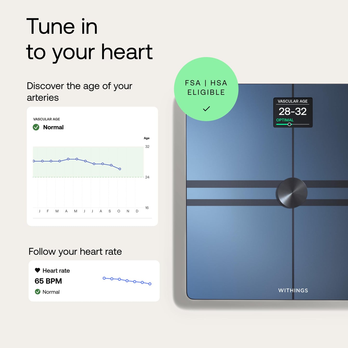 WITHINGS Body Comp - Scale for Body Weight and Complete Body Analysis, Wi-Fi & Bluetooth, Baby Digital Scale, Accurate Visceral Fat, Heart Health, Scales Compatible with Apple