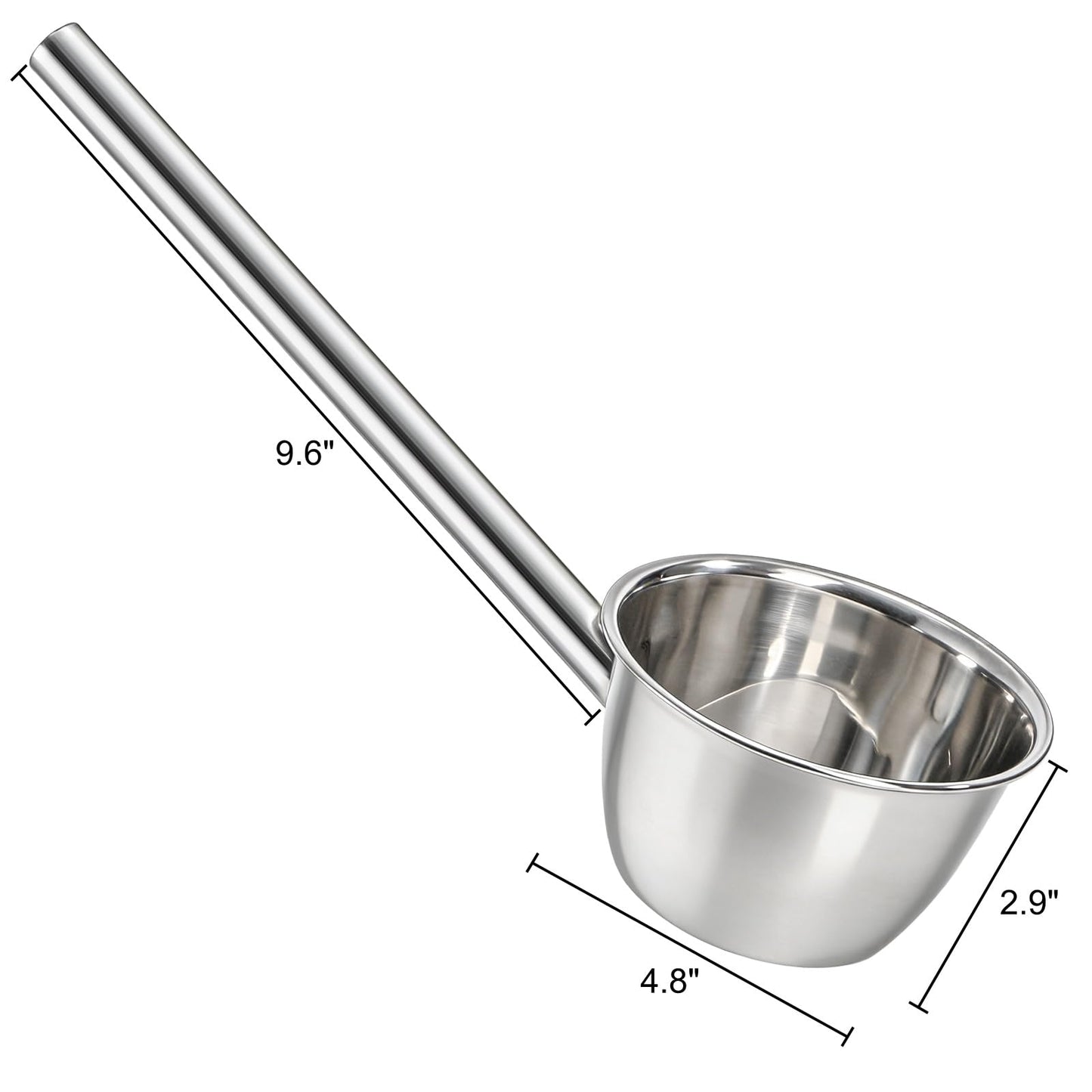ZEAYEA 2 Pack Stainless Steel Water Ladle, 13.5" Metal Long Handle Water Dipper for Bath Rinse, Hair Washing Spoon Garden Watering Scoop for Bathroom Kitchen