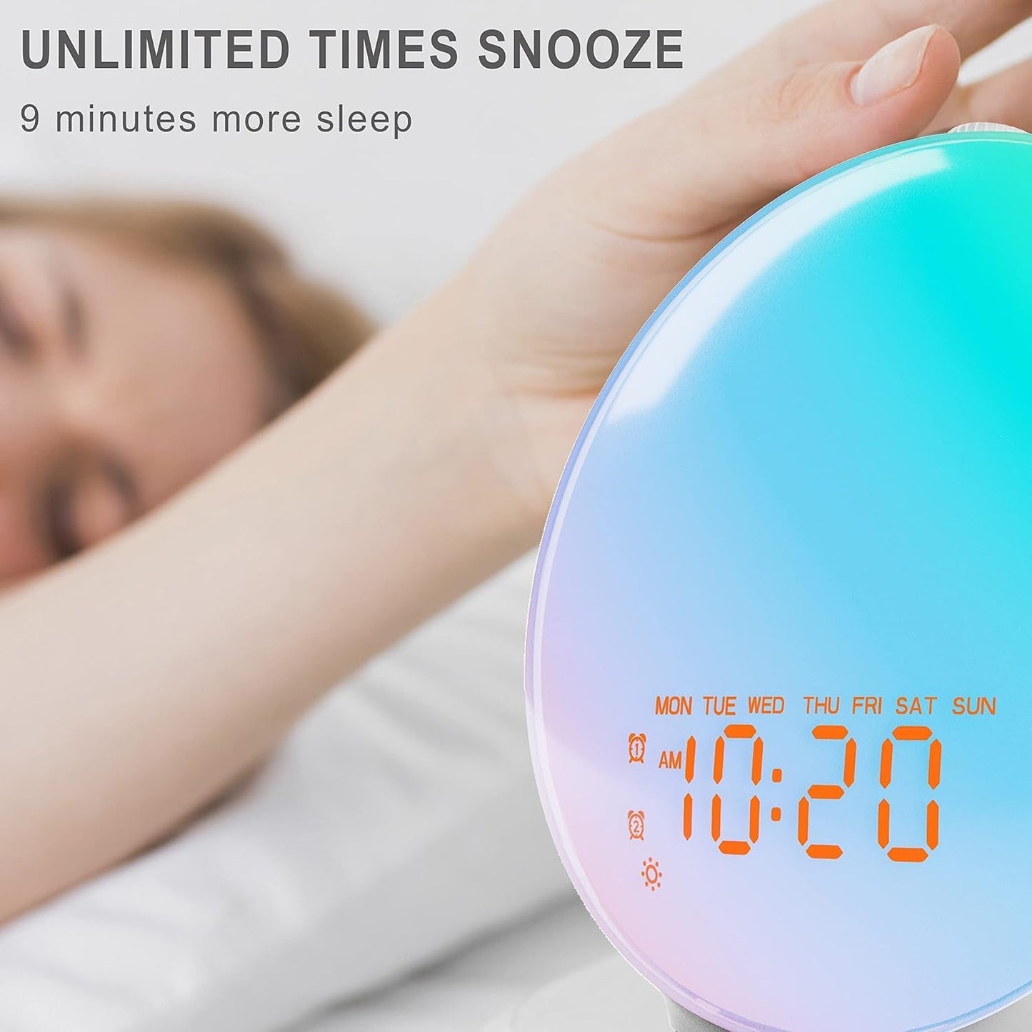 17 5W 25 Wake Up Light Sunrise Alarm Clock for Bedroom, Nightlights, Sound Machine with Bluetooth Speaker, Soothing