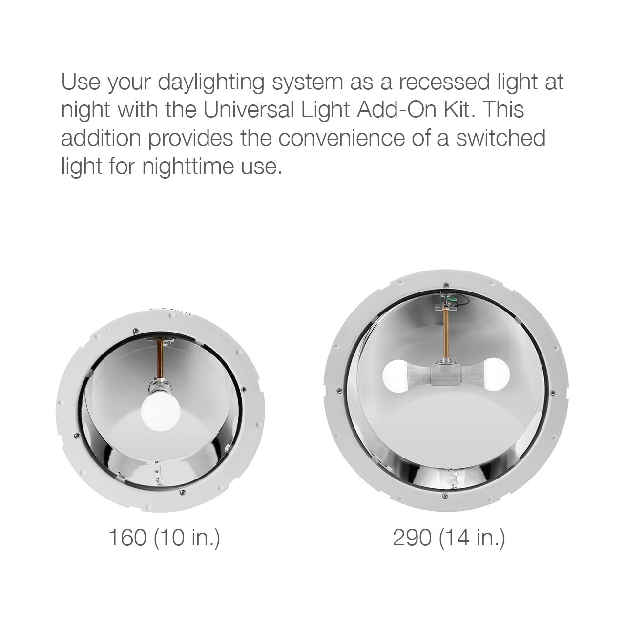 Solatube® 14-Inch Light Add-On Kit – Dual-Purpose Day & Night Solution for 290 DS & 290 ISn Models – Integrated Electric Light for 2-in-1 Ceiling Utility (Skylight Sold Separately)