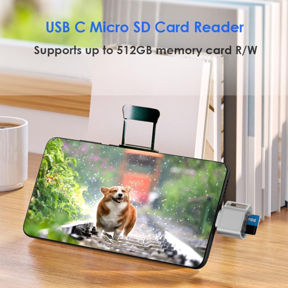 Mepsies 17/16/15, Micro SD Card Reader, USB C SD Card Reader, Type C TF Memory Card Reader with USB C to USB Adapter