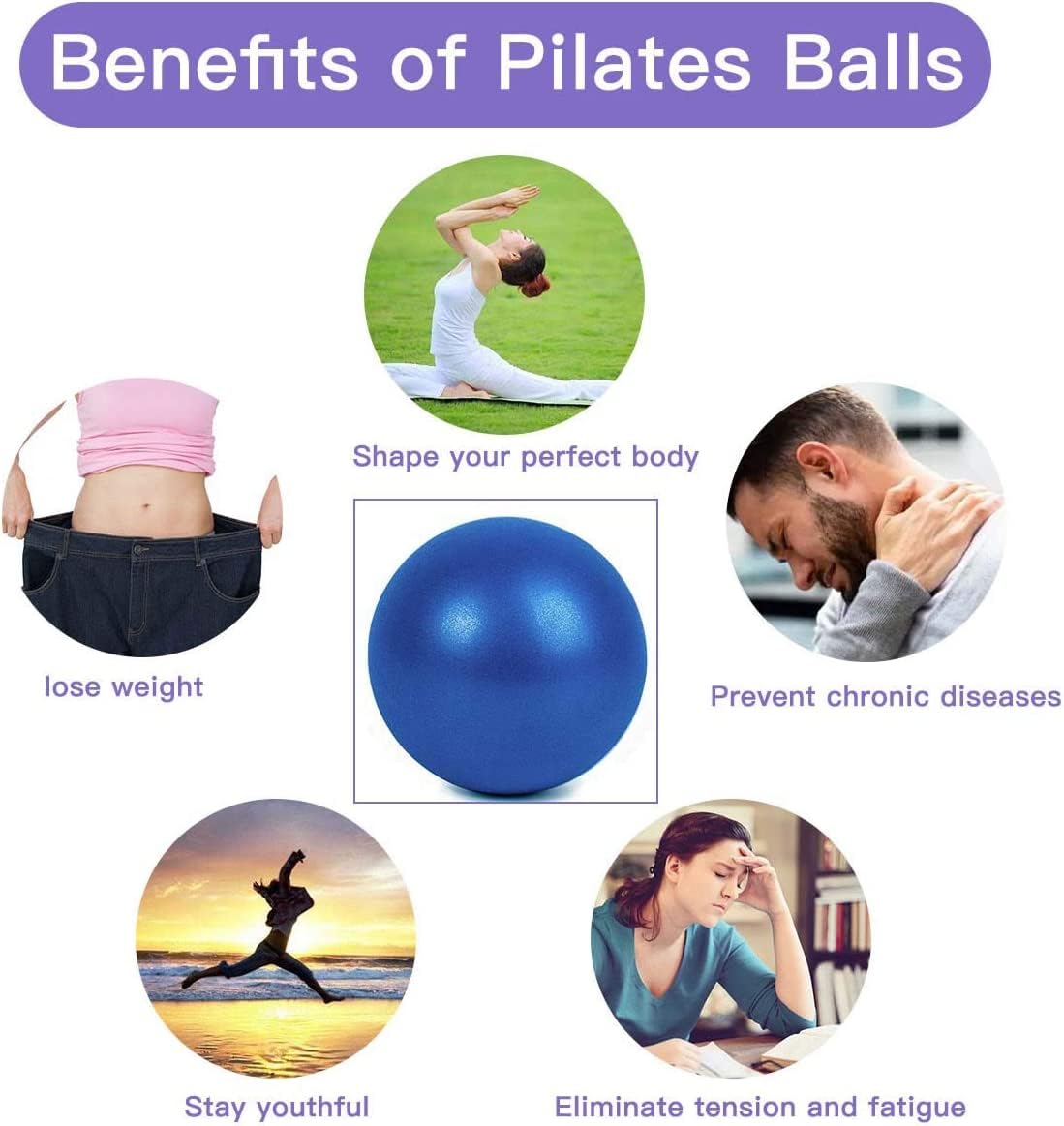 sailupxinyuan Mini Pilates 6 inch Exercise Ball for Yoga,Small Pilates Core Training and Physical Therapy, Improves Balance Home & Gym & Office with Pump(Pink)