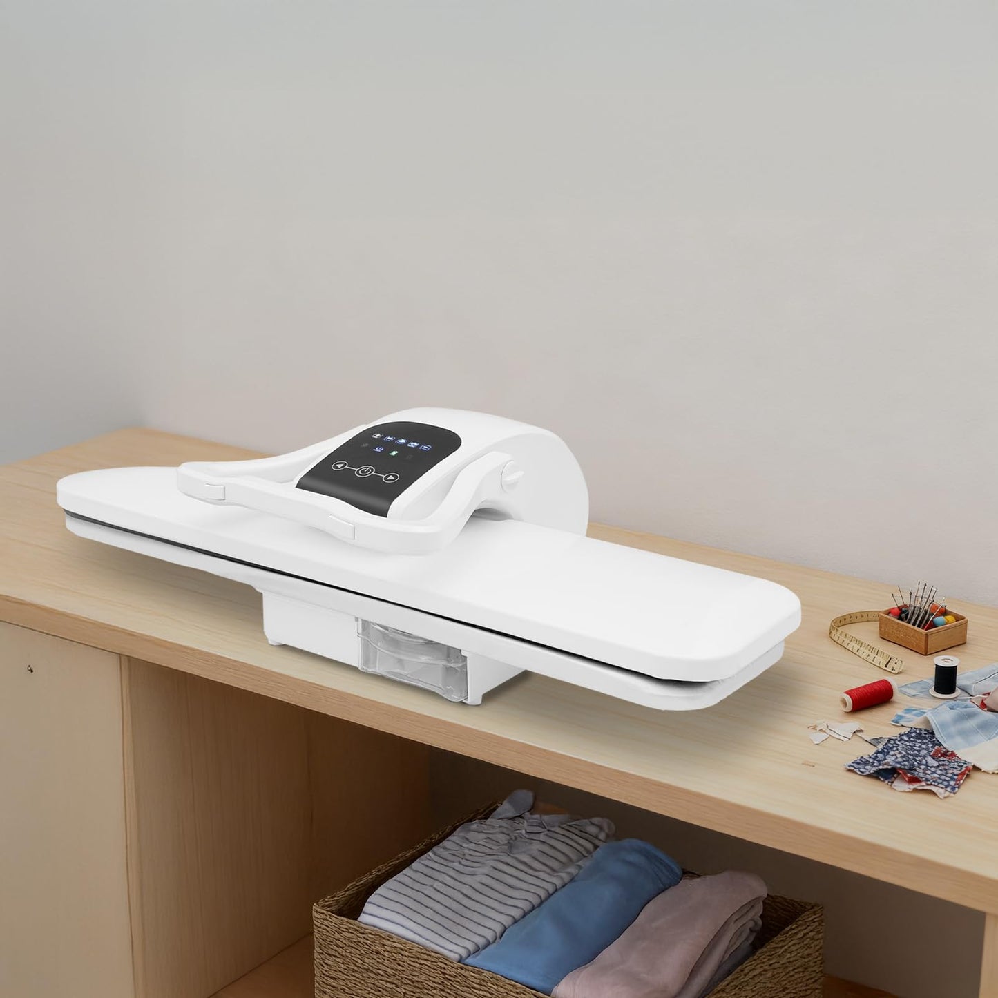 36" Large Steam Iron Press with LED Touch Screen, 1600W Professional Iron Press Machine Steam Press with 5 Fabric Settings & Steam Burst Function for Home Business SYP8810B (White, 36")