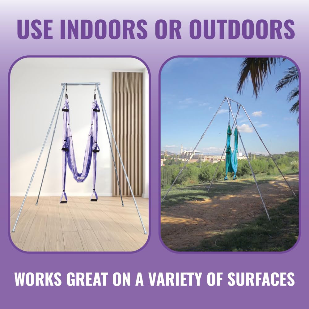 Yoga Trapeze Versatile Fitness Yoga Stand for Home & Outdoor | Easy 5-Min Setup | Supports Yoga Aerial Silks, Swings, Hammocks, Olympic Rings | Stable Solid Aluminum Supports Max 600lbs