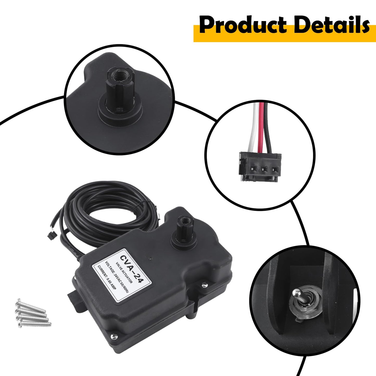 Etersec CVA-24T Valve Actuator for Pentair 263045, 24V AC 180° Rotation w/ 25Ft Cable, Compatible with Compool, Ortega, Jandy 2 & 3-Port Pool and Spa Valves, Fits EasyTouch IntelliTouch SunTouch