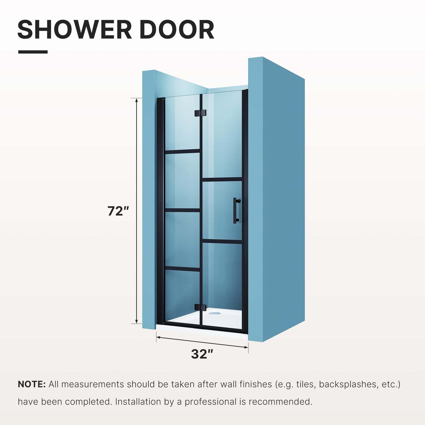Bifold Shower Door 32" W x 72" H, UCALAFEE Glass Shower Door with 1/4" (6mm) Clear SGCC Tempered Glass, Easy-Clean & Anti-Fog Coating, Waterproof Seal for Bathroom Walk-in Shower, Matte Black