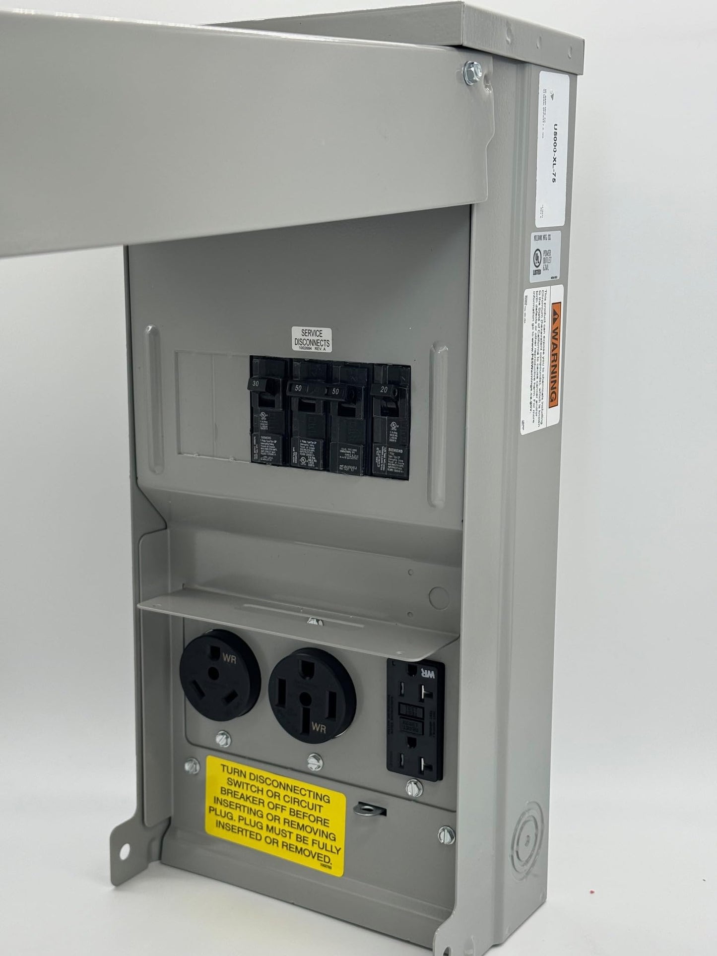 Temporary Power Outlet Panel with 20, 30, and 50-Amp Receptacles, Unmetered