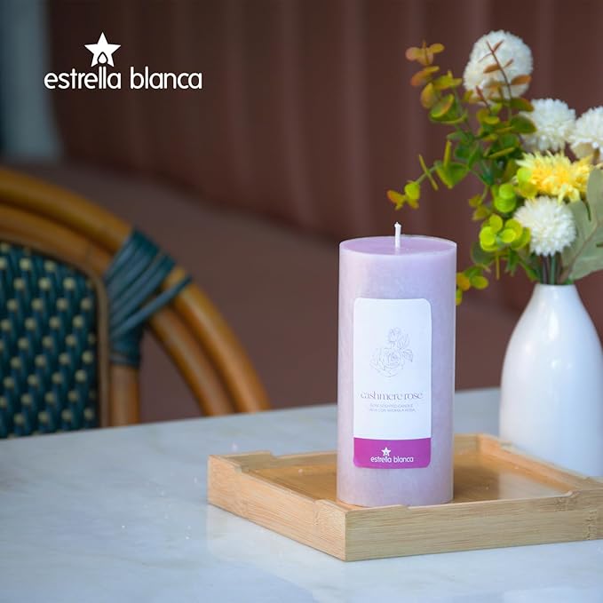 Cashmere Rose Pillar Candles (3-Pack) ??Elegant Rose-Scented Candles for Home, Long Lasting & Non-Toxic ??Giftable Set for Relaxation & Decor