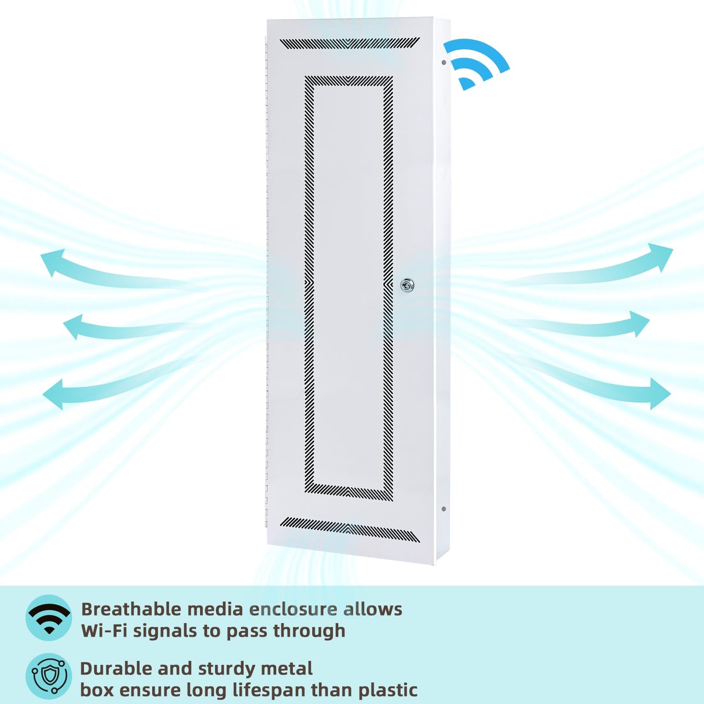 XMK 42 Inch Media Enclosure,WiFi Electrical Box,Cable Management Box for Organize Network/Router/Modem/Ethernet Switch Device,Structured Wiring Enclosure Media Box Cabinet with 180°Hinged Door