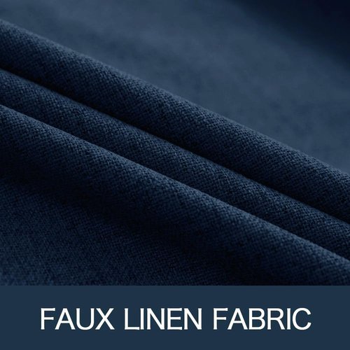 MIULEE Blackout Linen Textured Curtains - Thermal Insulated Room Darkening Drapes | Midnight Blue, 52 x 108 Inch (2 Panels)
